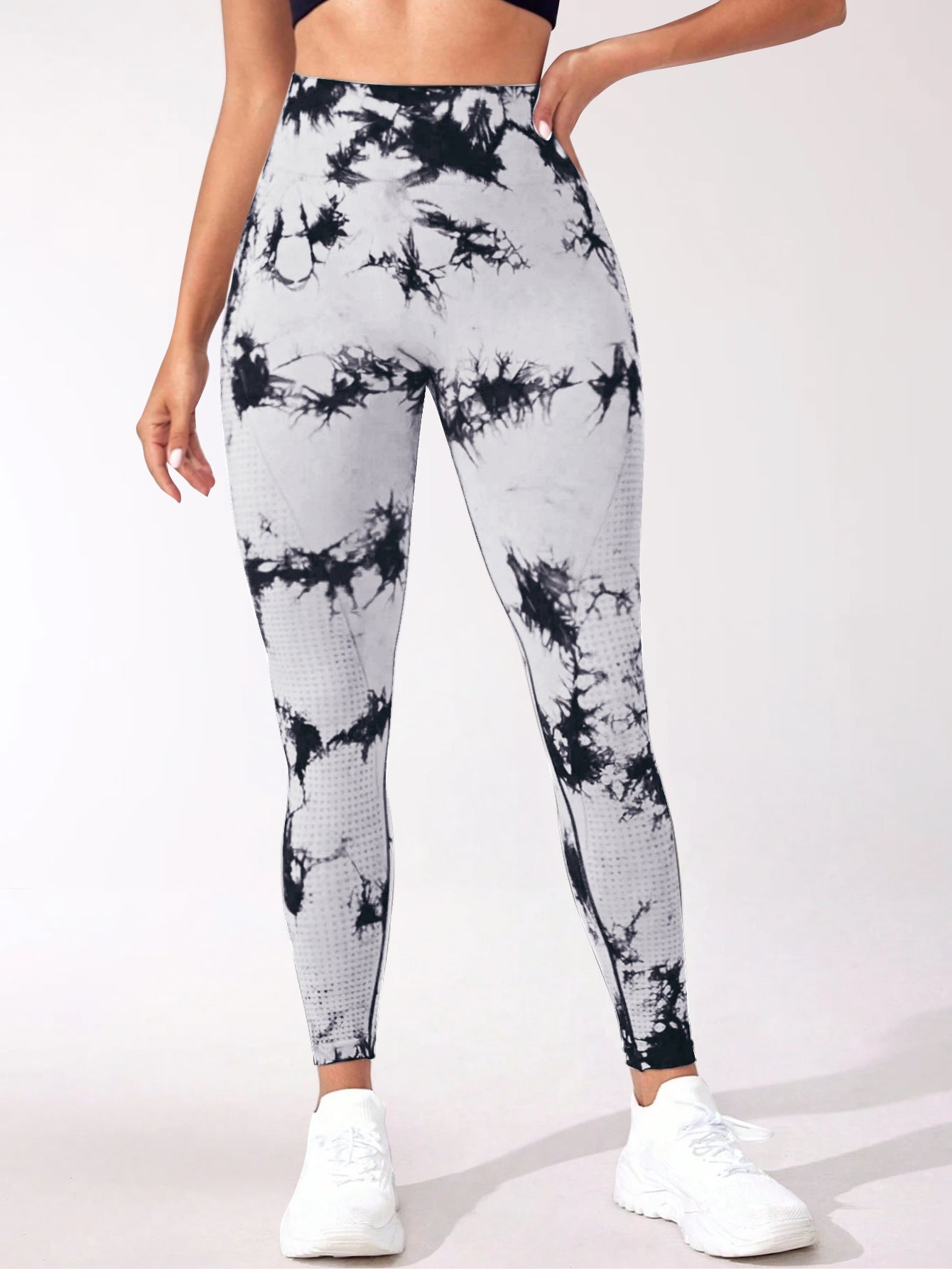 4-Piece High Waist Tie-Dye & Solid Butt Contour Legging Set