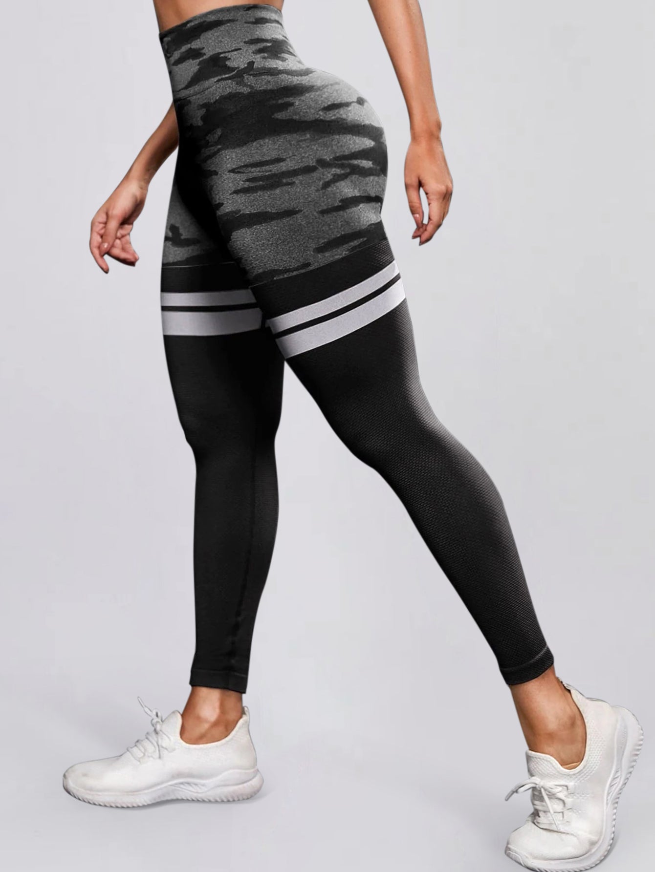 High Waist Camo Print Pocket Seamless Leggings