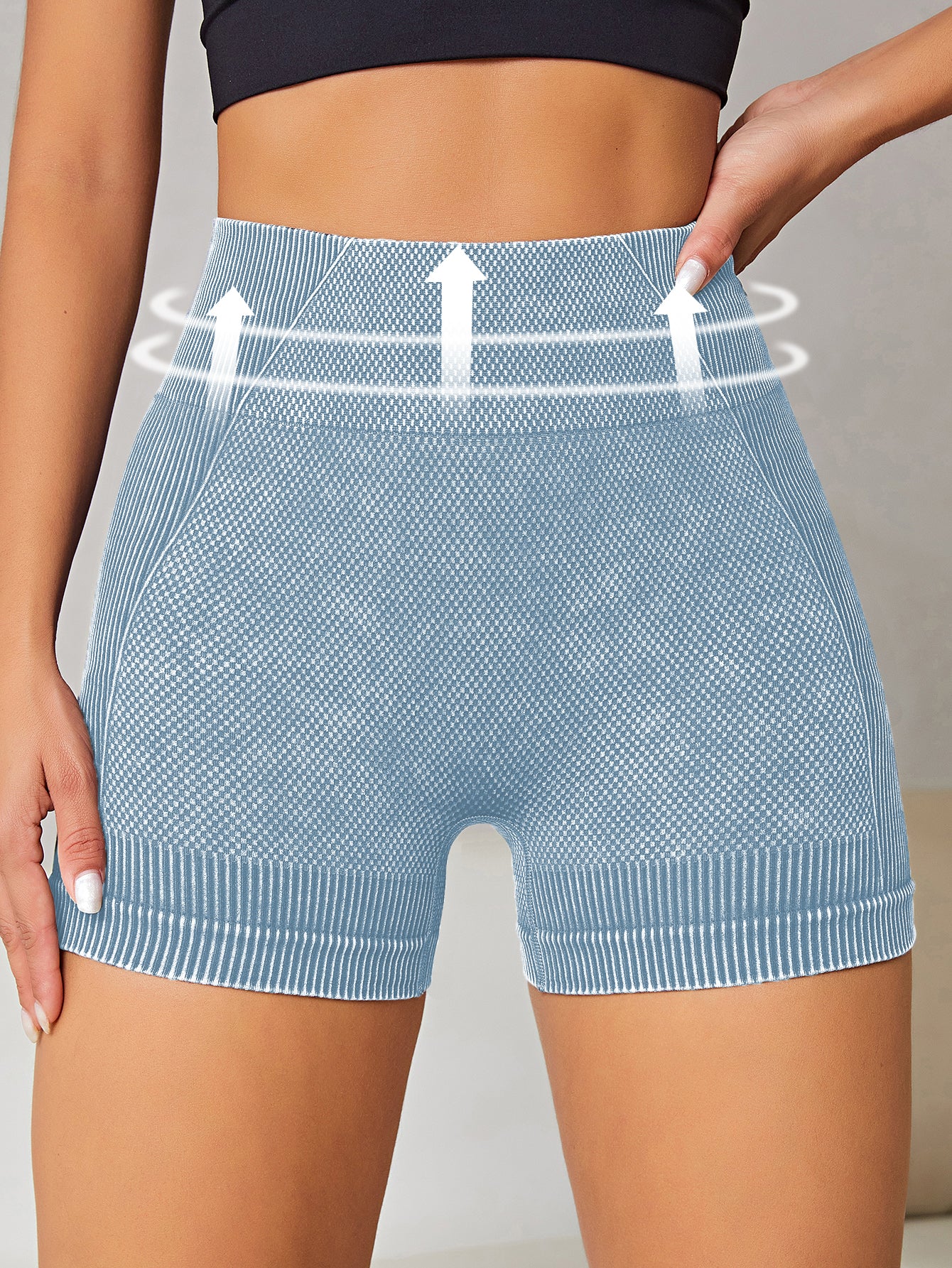 High Waist Side-Ribbed Butt-Lifting Seamless Shorts