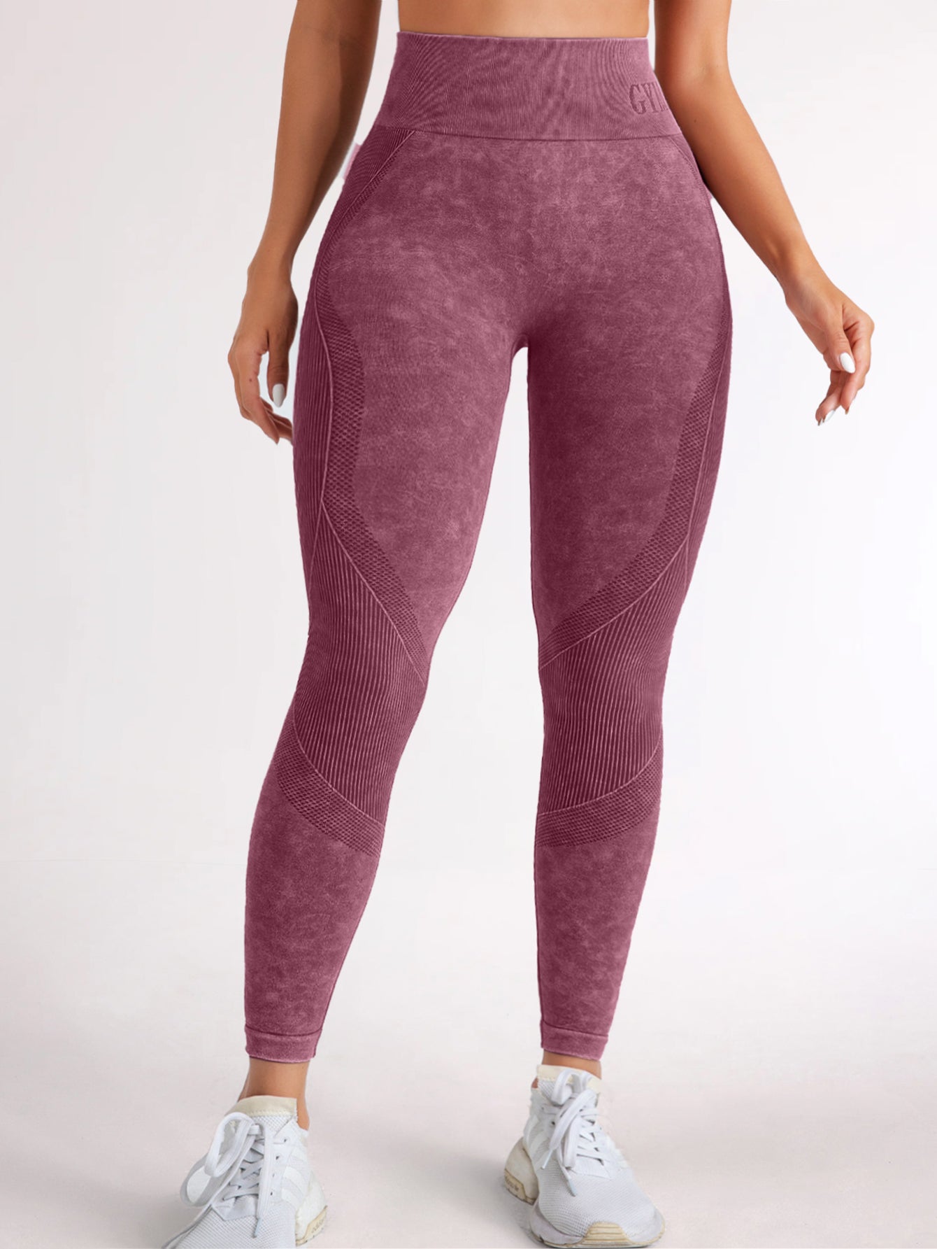 High Waist Acid Washed Smile Line Contour Leggings