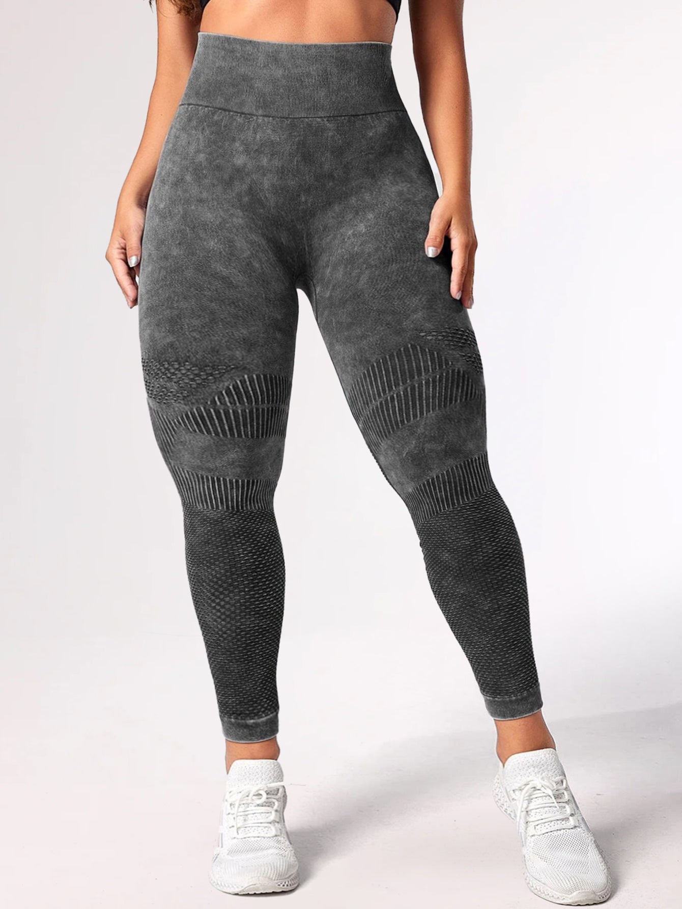 Acid Washed Hollow Design Scrunch Seamless Leggings