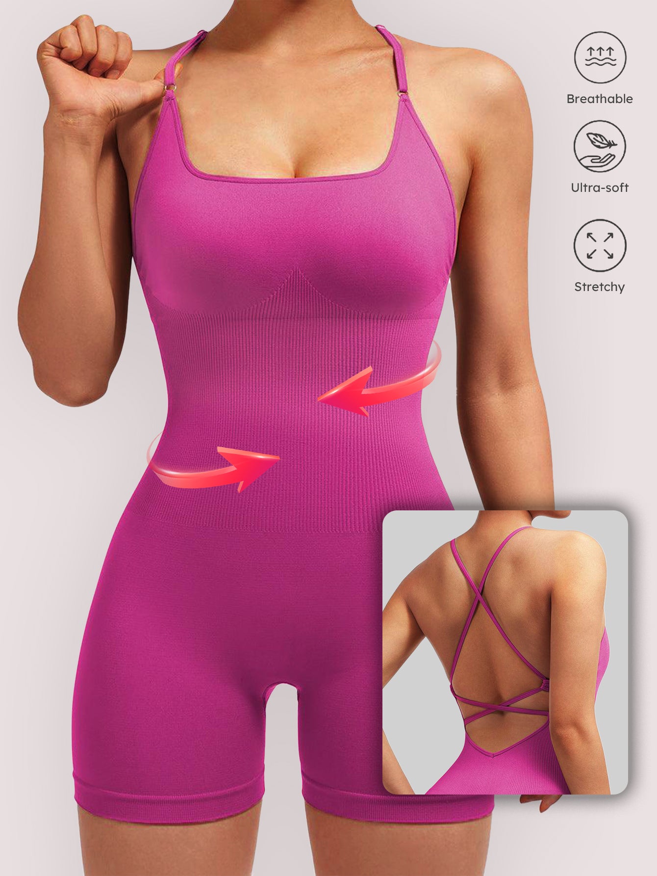 High-stretch Cross-back Seamless Romper