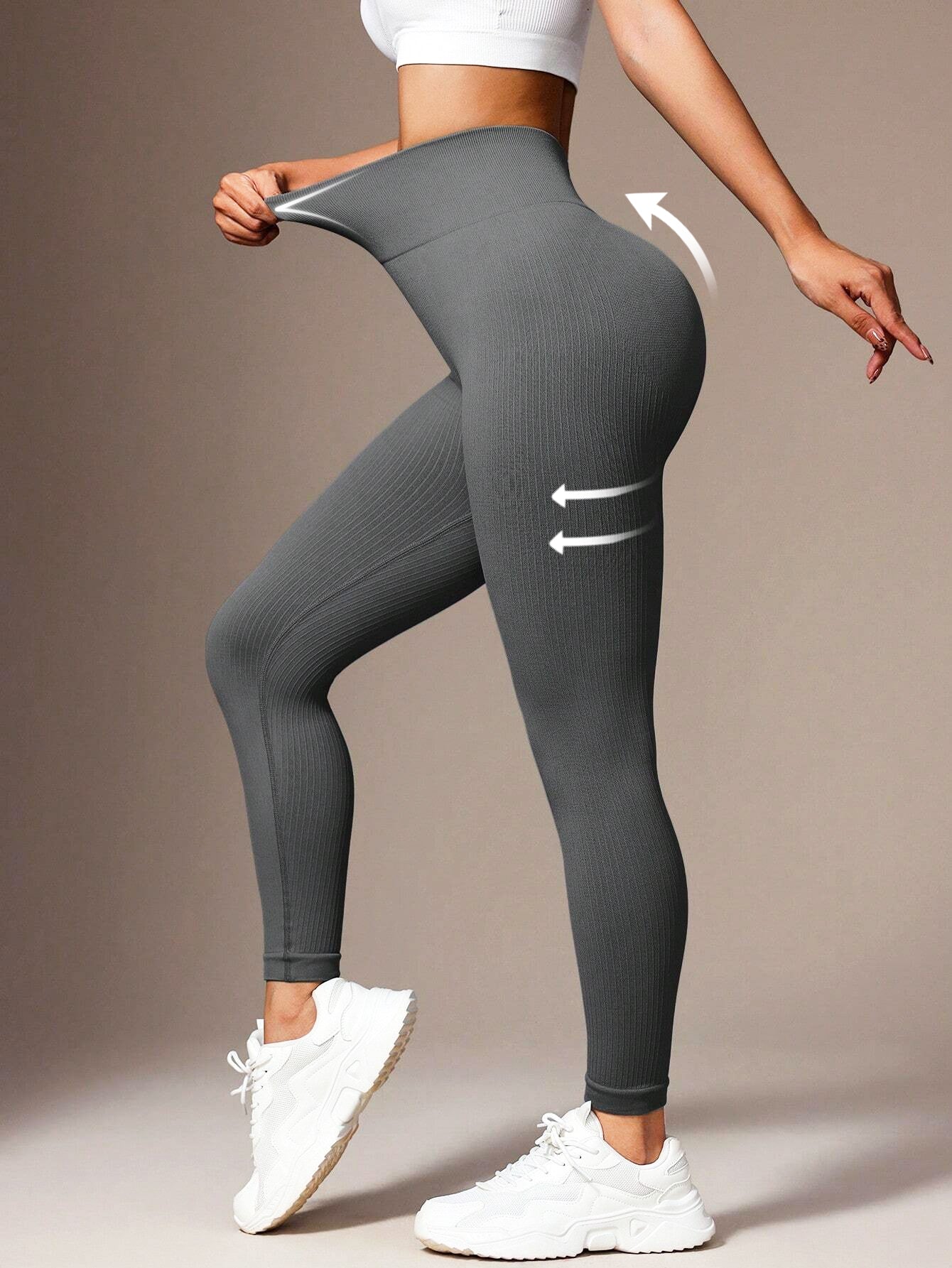 High Waist Butt-Lifting Rib-Knit Seamless Leggings