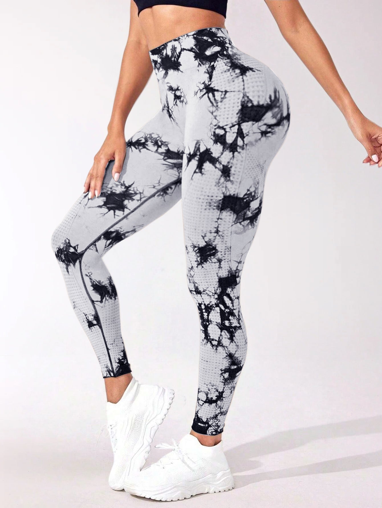 4-Piece High Waist Tie-Dye & Solid Butt Contour Legging Set