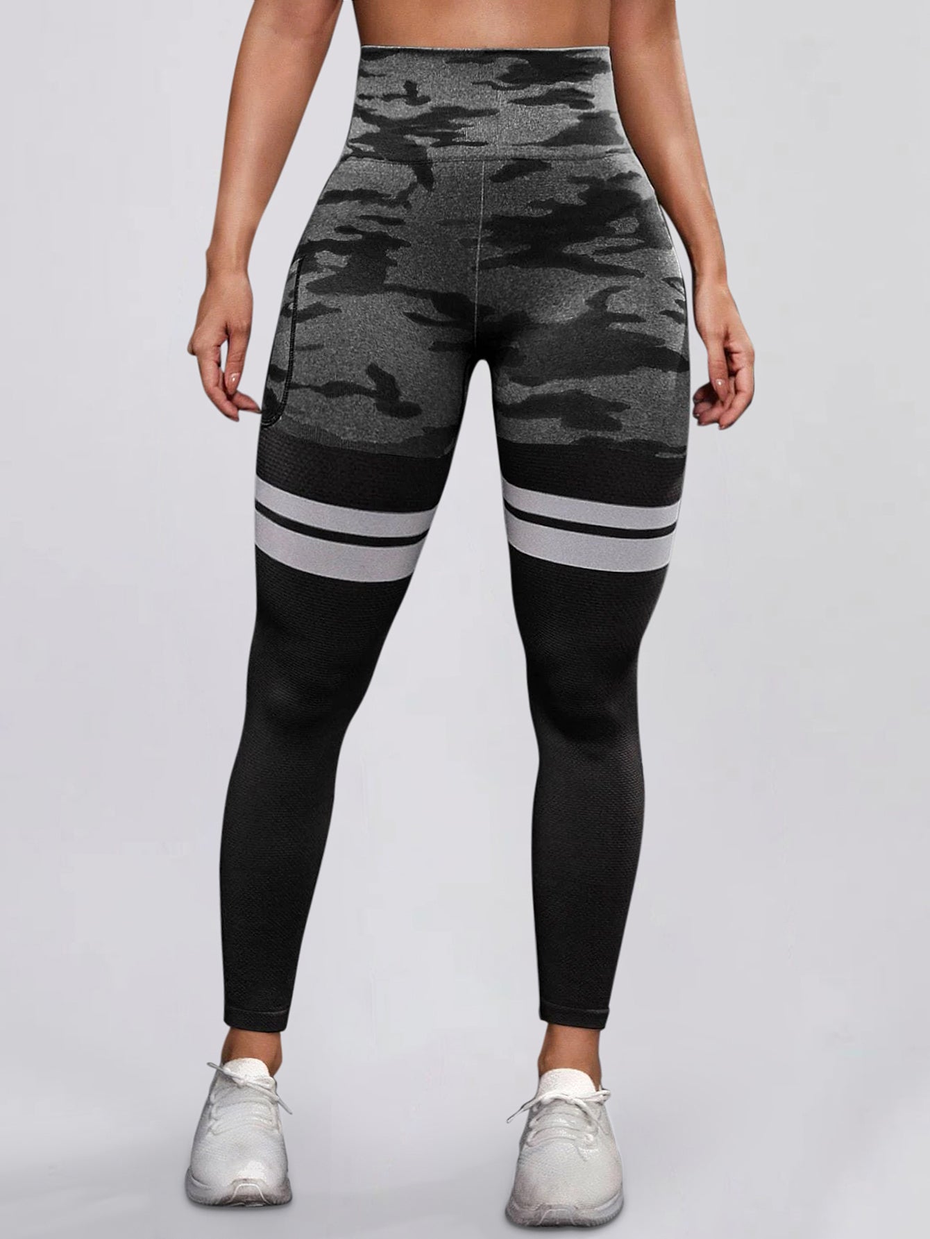 High Waist Camo Print Pocket Seamless Leggings