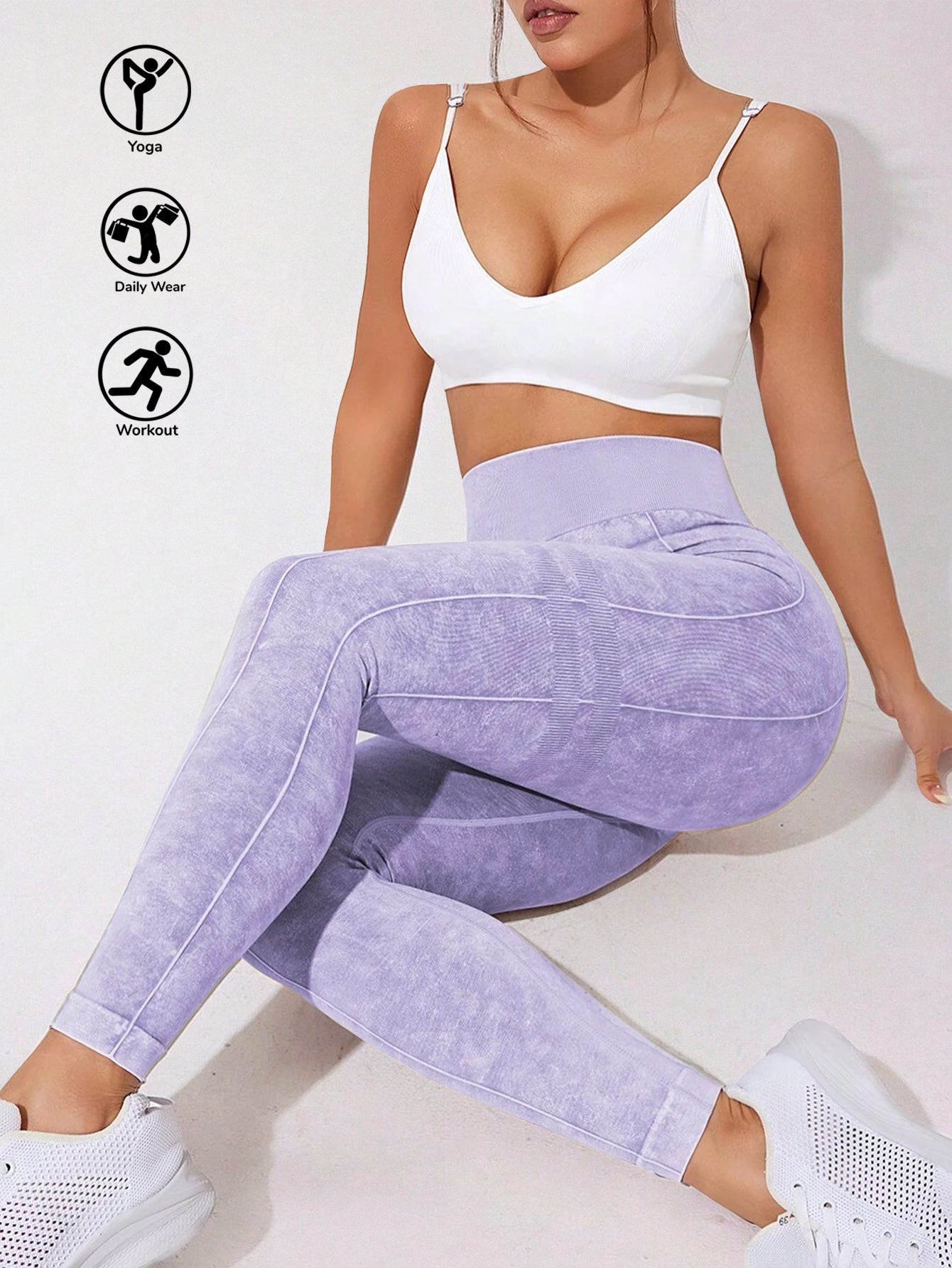 High Waist Acid Washed Seamless Leggings