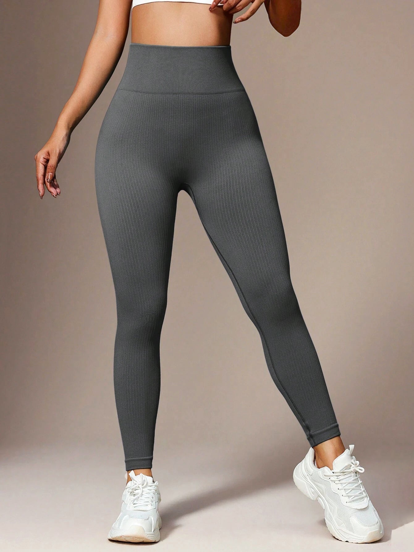 High Waist Butt-Lifting Rib-Knit Seamless Leggings