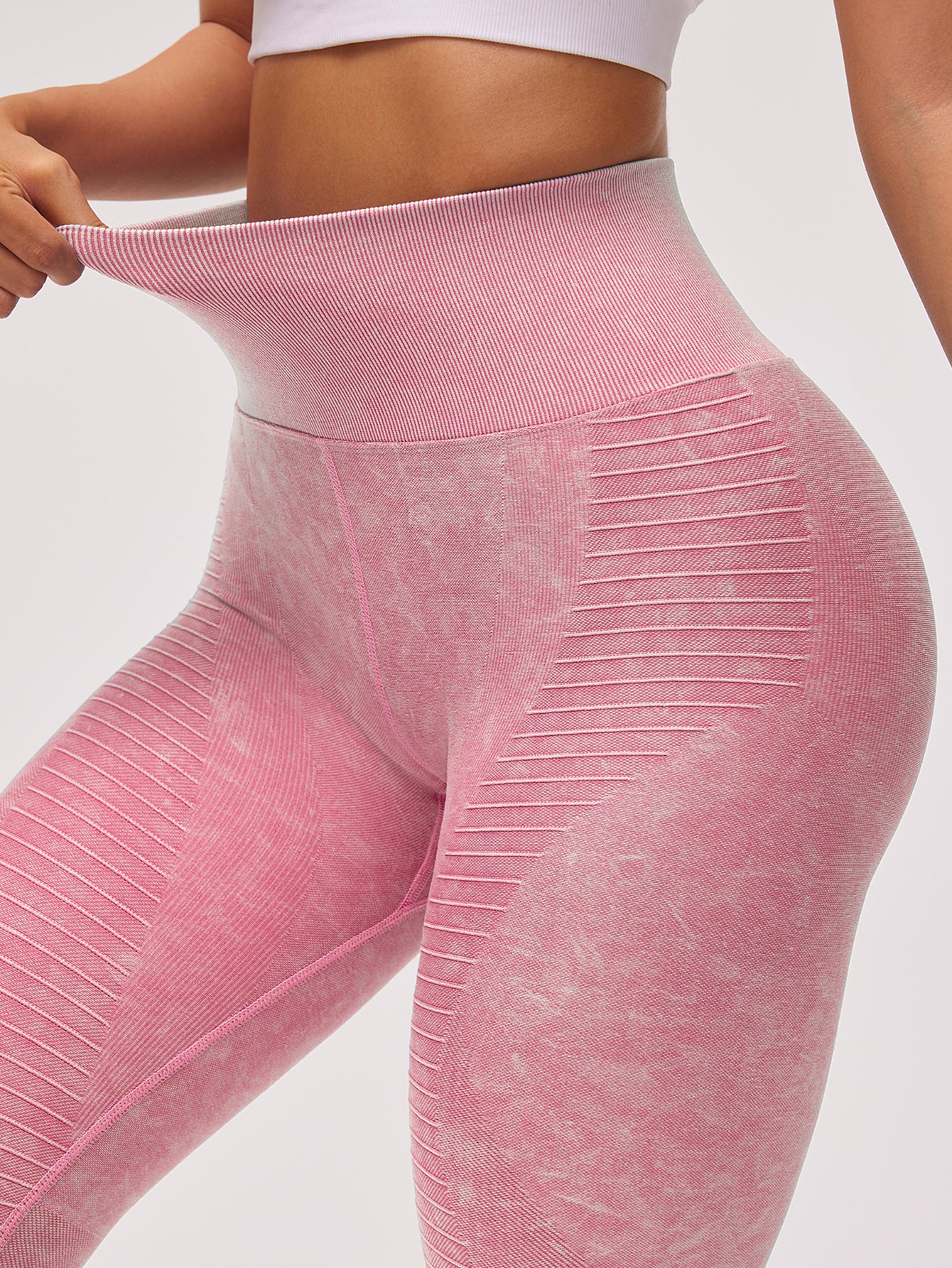 High Waist Acid Wash Texture Seamless Leggings