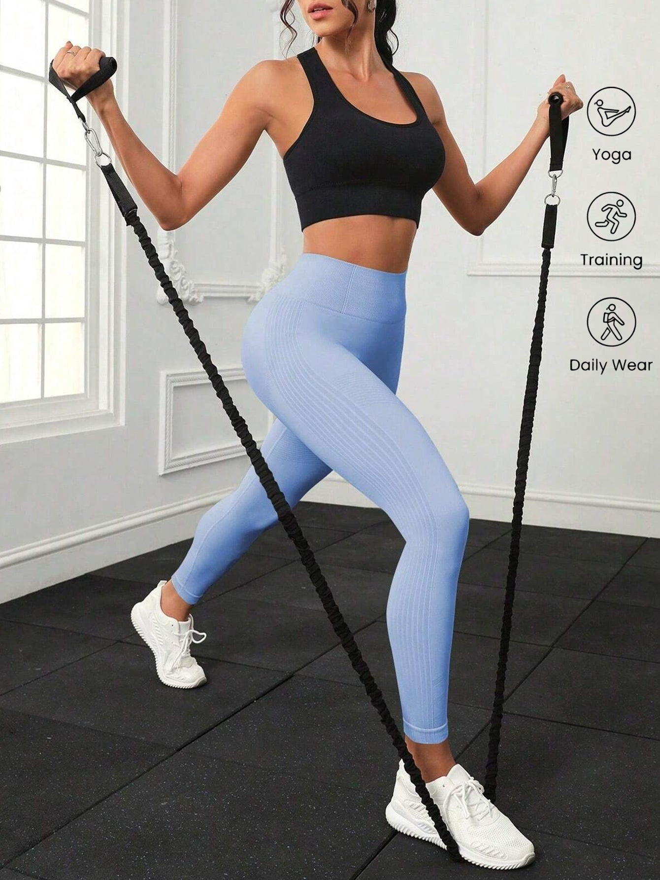 High Waist Tummy Control Side-Ribbed Butt-Lifting Leggings