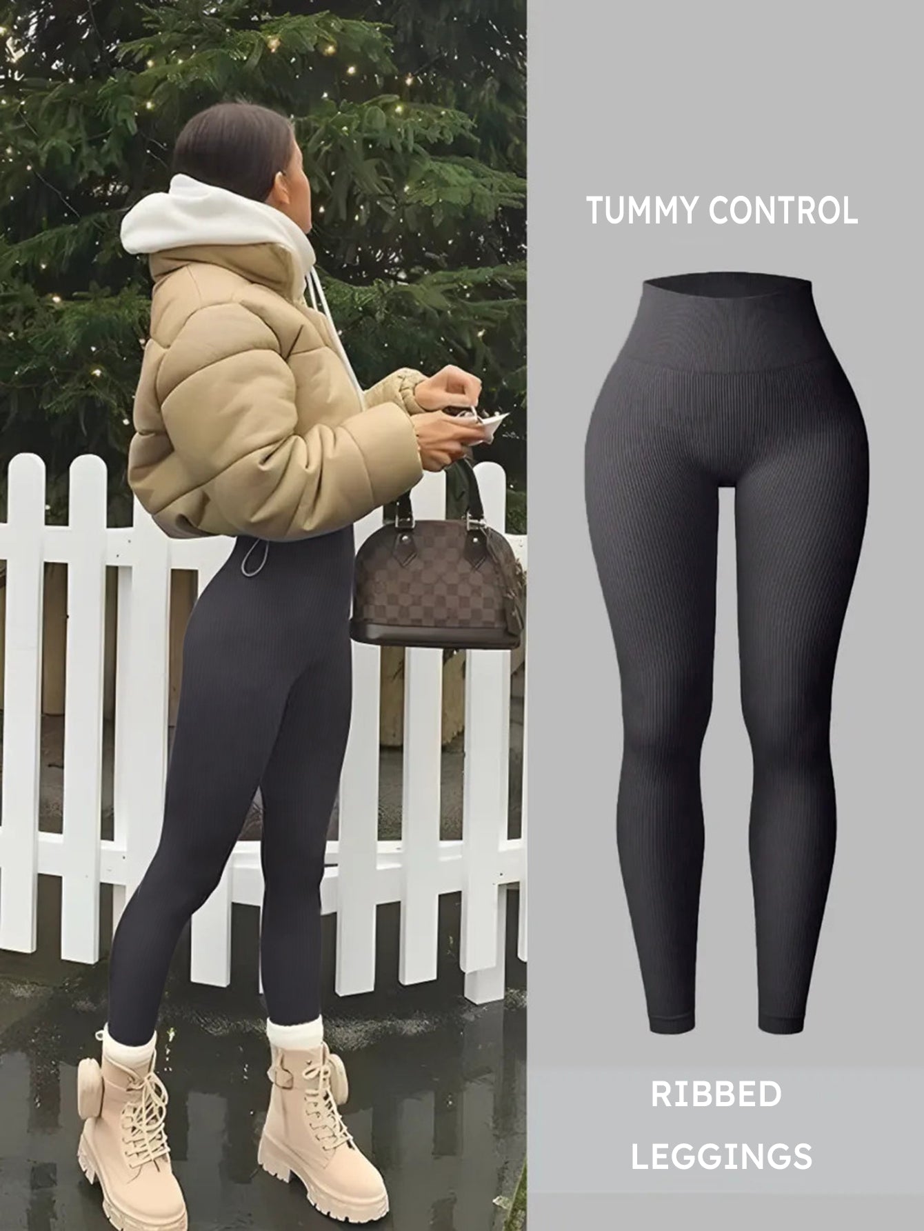 High Waist Rib-Knit Seamless Leggings