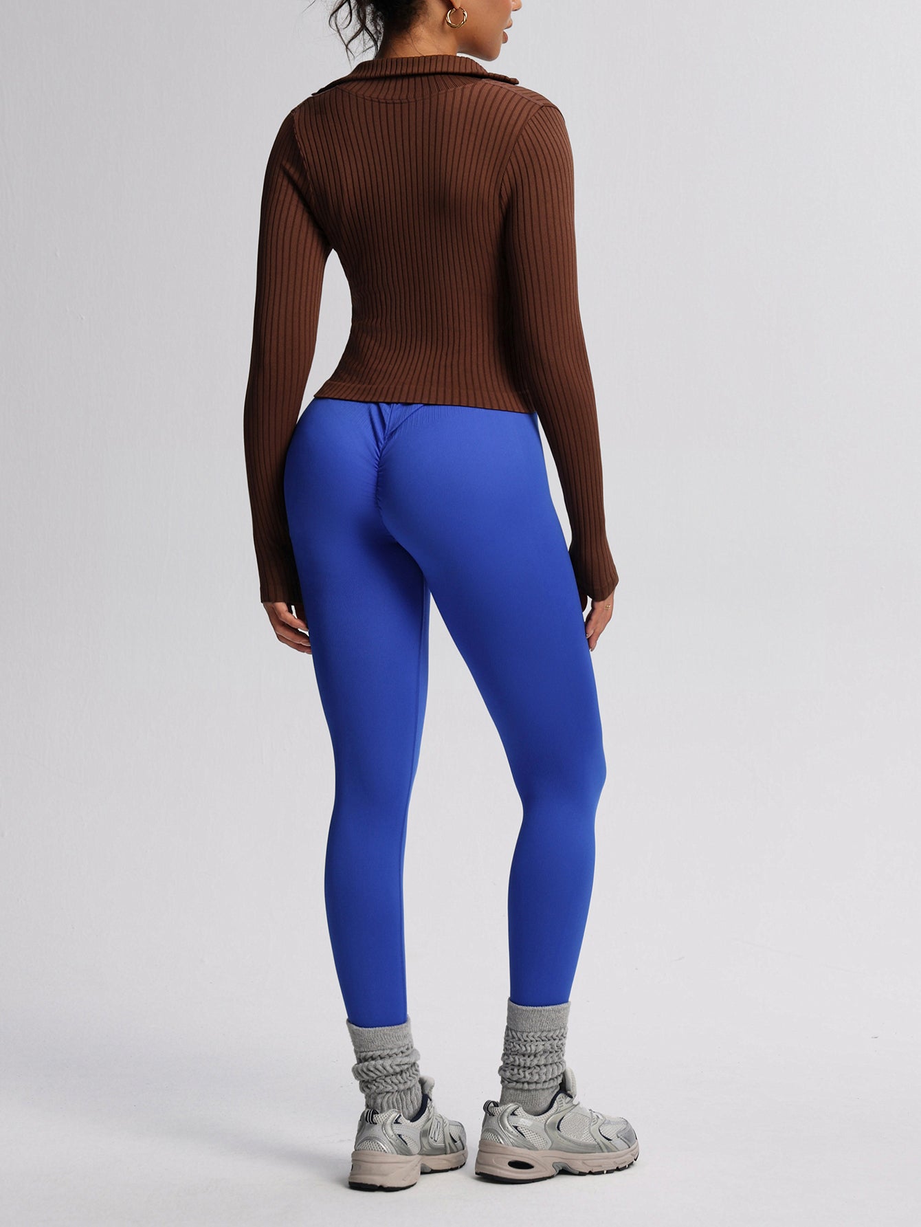 Women’s Seamless Rib-Knit Double-Zip Cropped Sports Jacket
