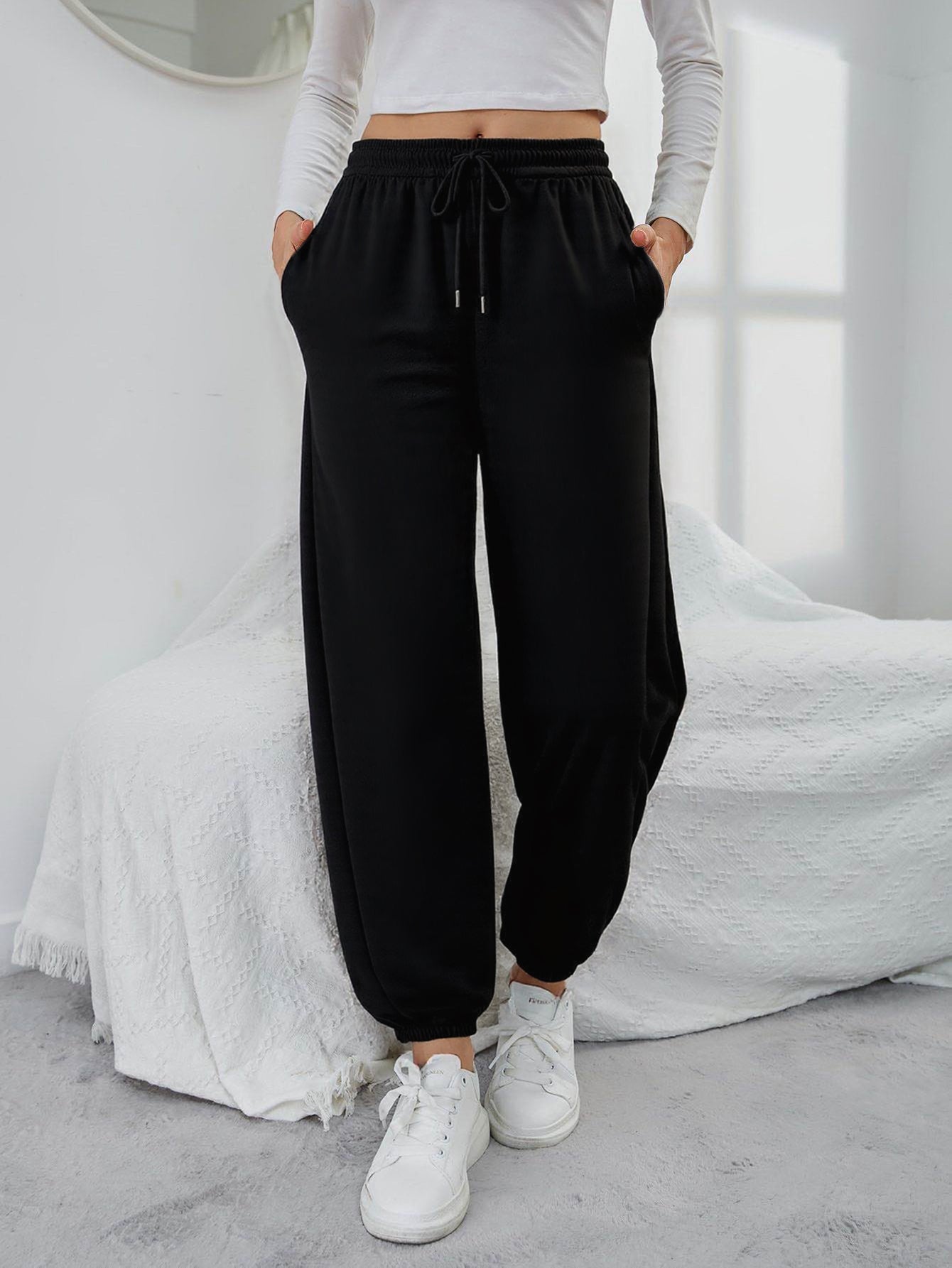 Drawstring Waist Sweatpants with Pockets