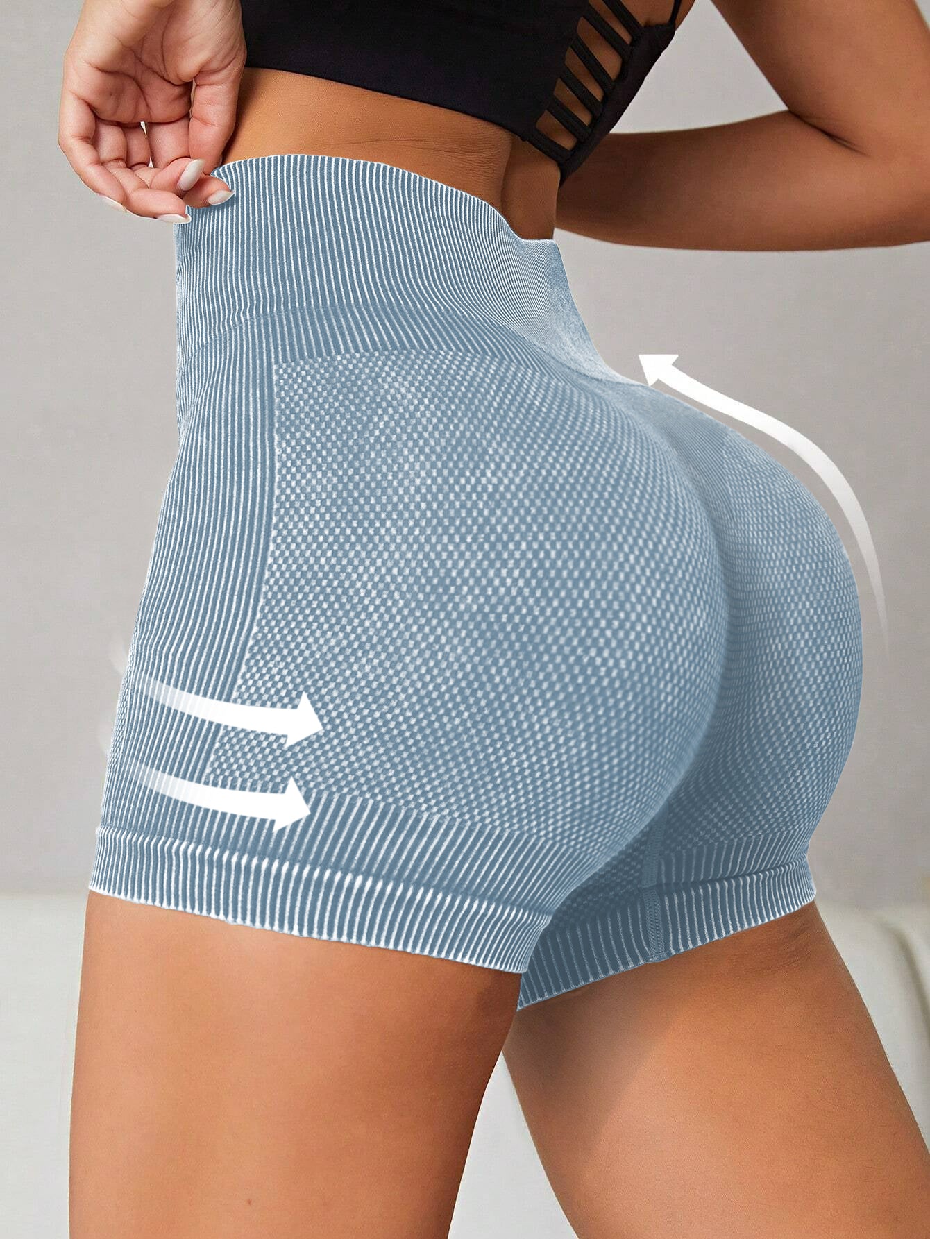 High Waist Side-Ribbed Butt-Lifting Seamless Shorts