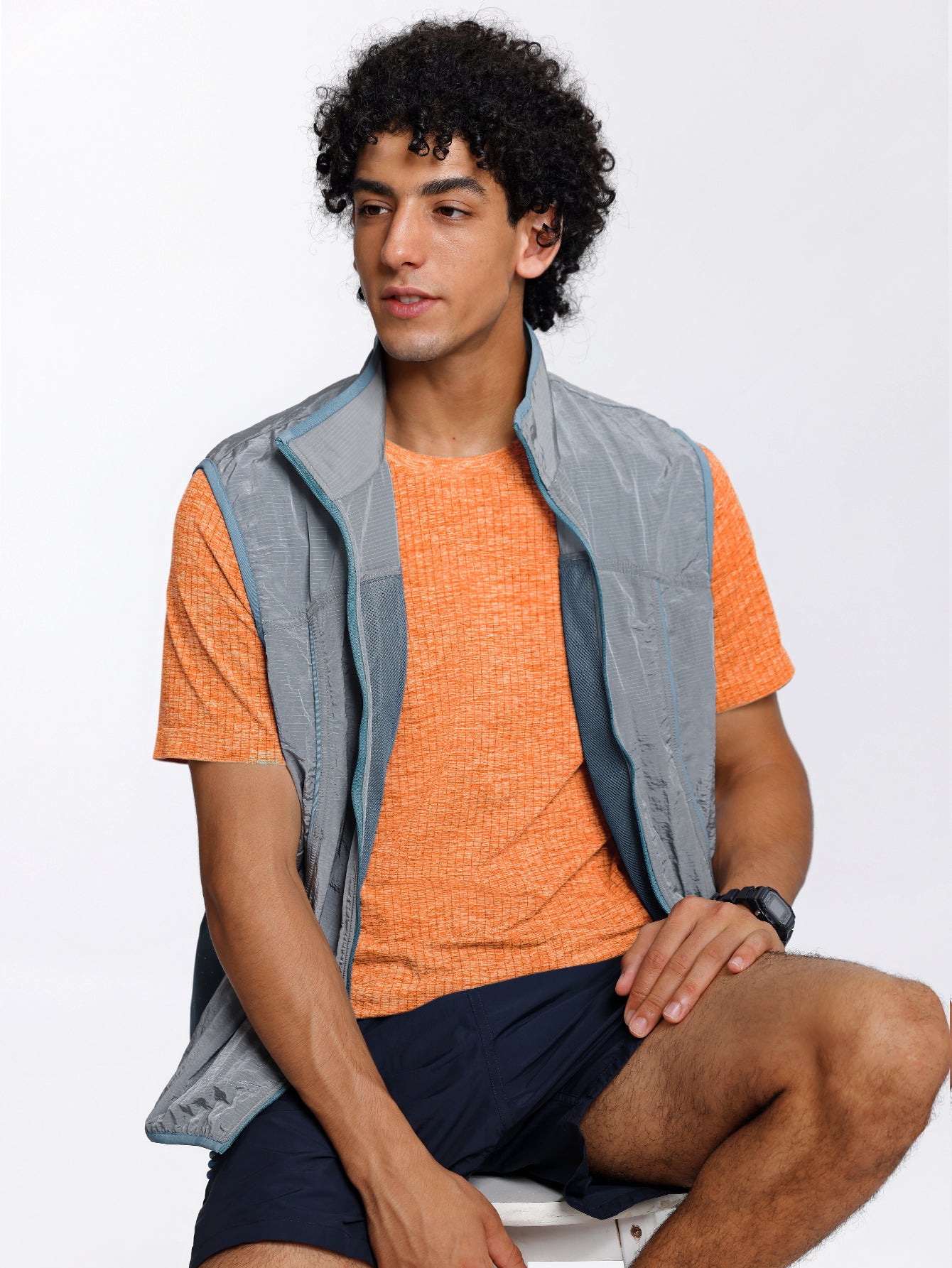 Soutien-gorge de sport sans coutures en tricot côtelé à dos nageur