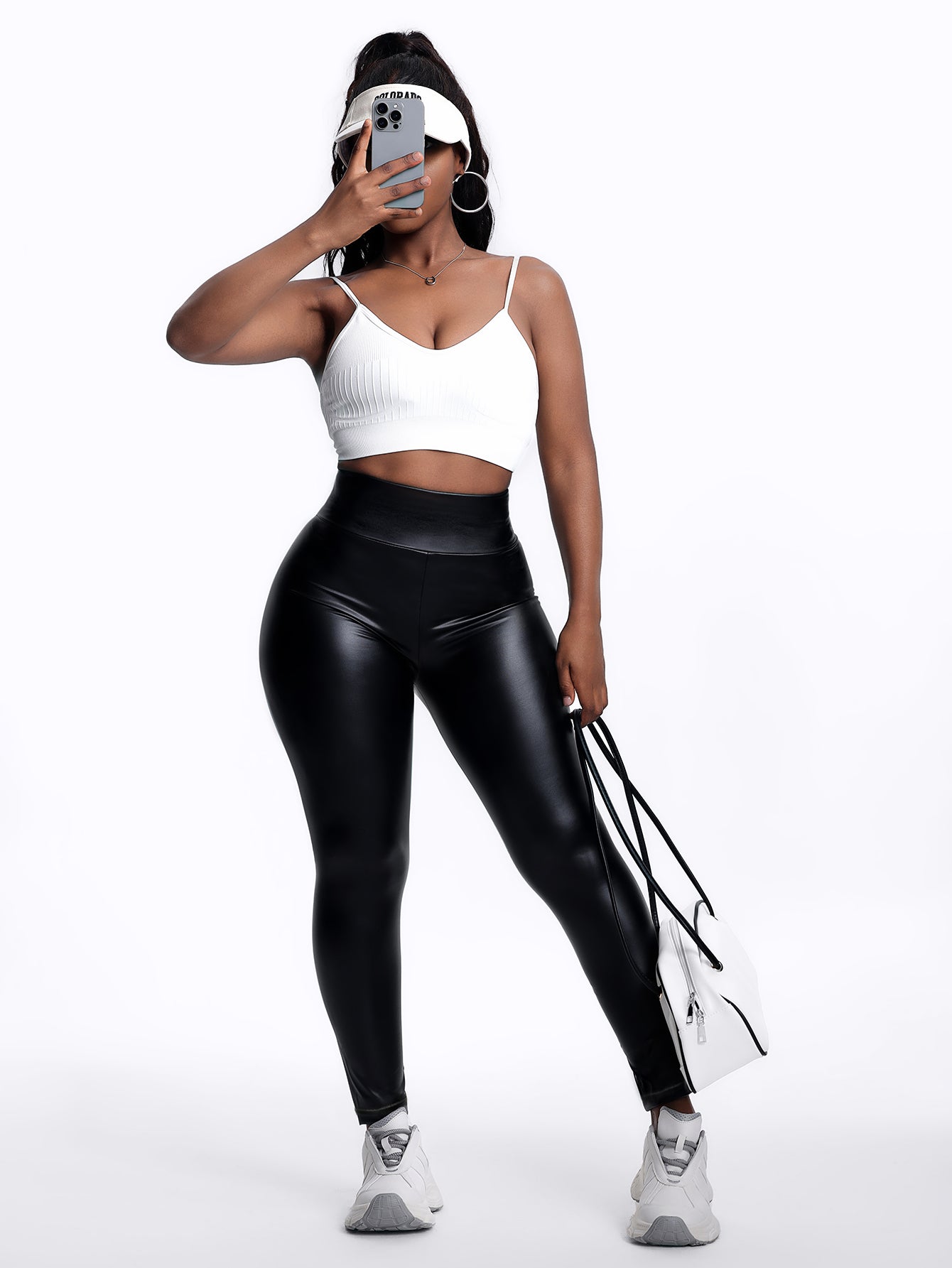 Women's Fleece Stretch Artificial Leather PU Leather Leggings