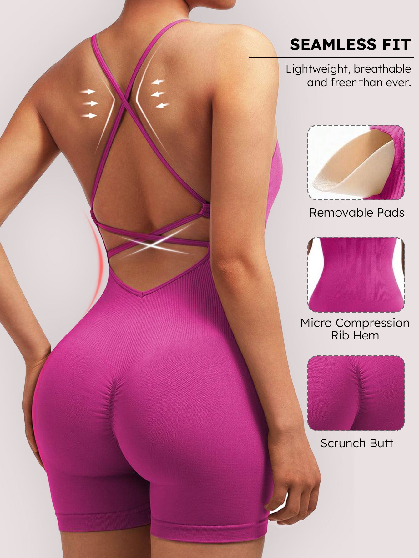 High-stretch Cross-back Seamless Romper