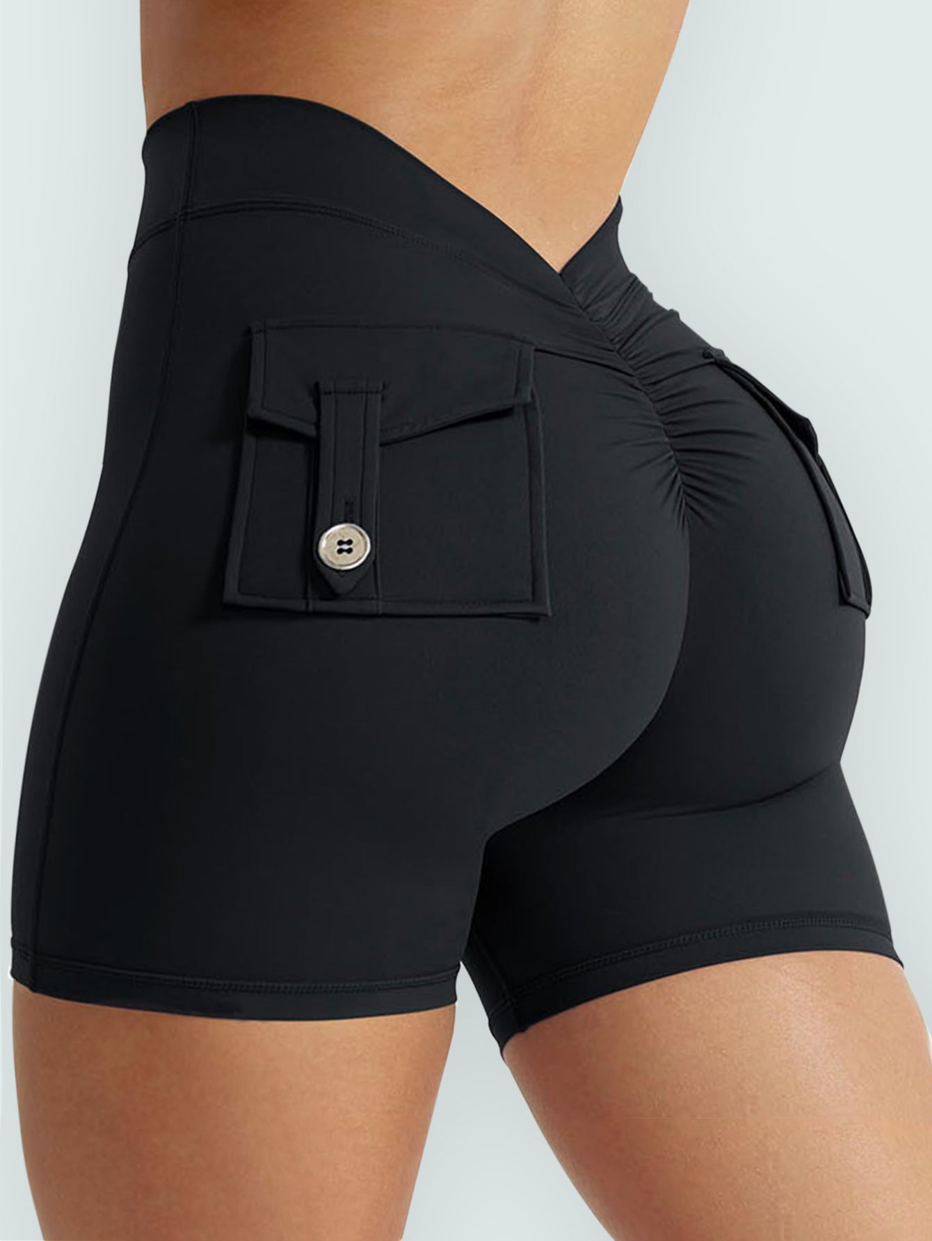 V-Back Scrunch Butt Back Pockets Shorts