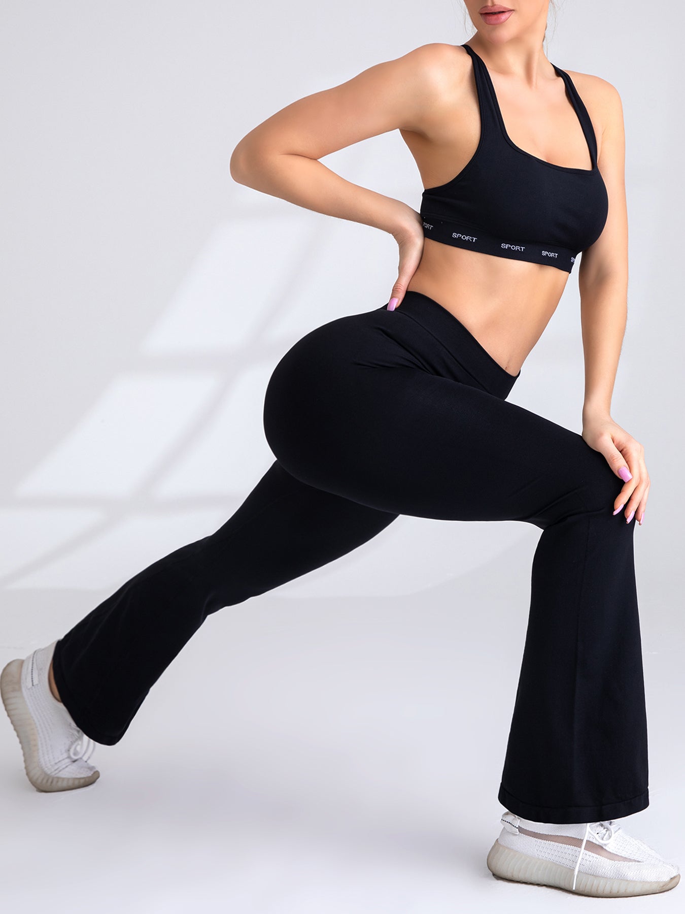 Women's V-Back Butt-Lifting Seamless Flare Pants