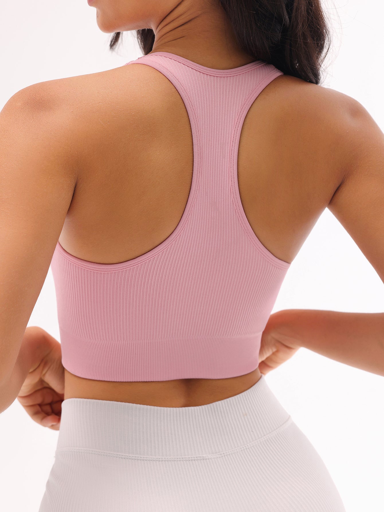 Racerback Rib-Knit Seamless Sports Bra