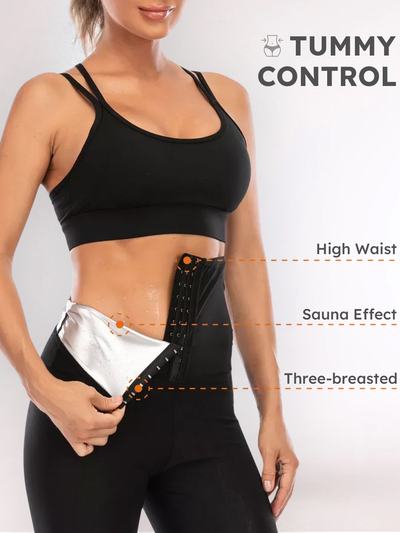 Three-Breasted Tummy Control Sauna Effect Leggings