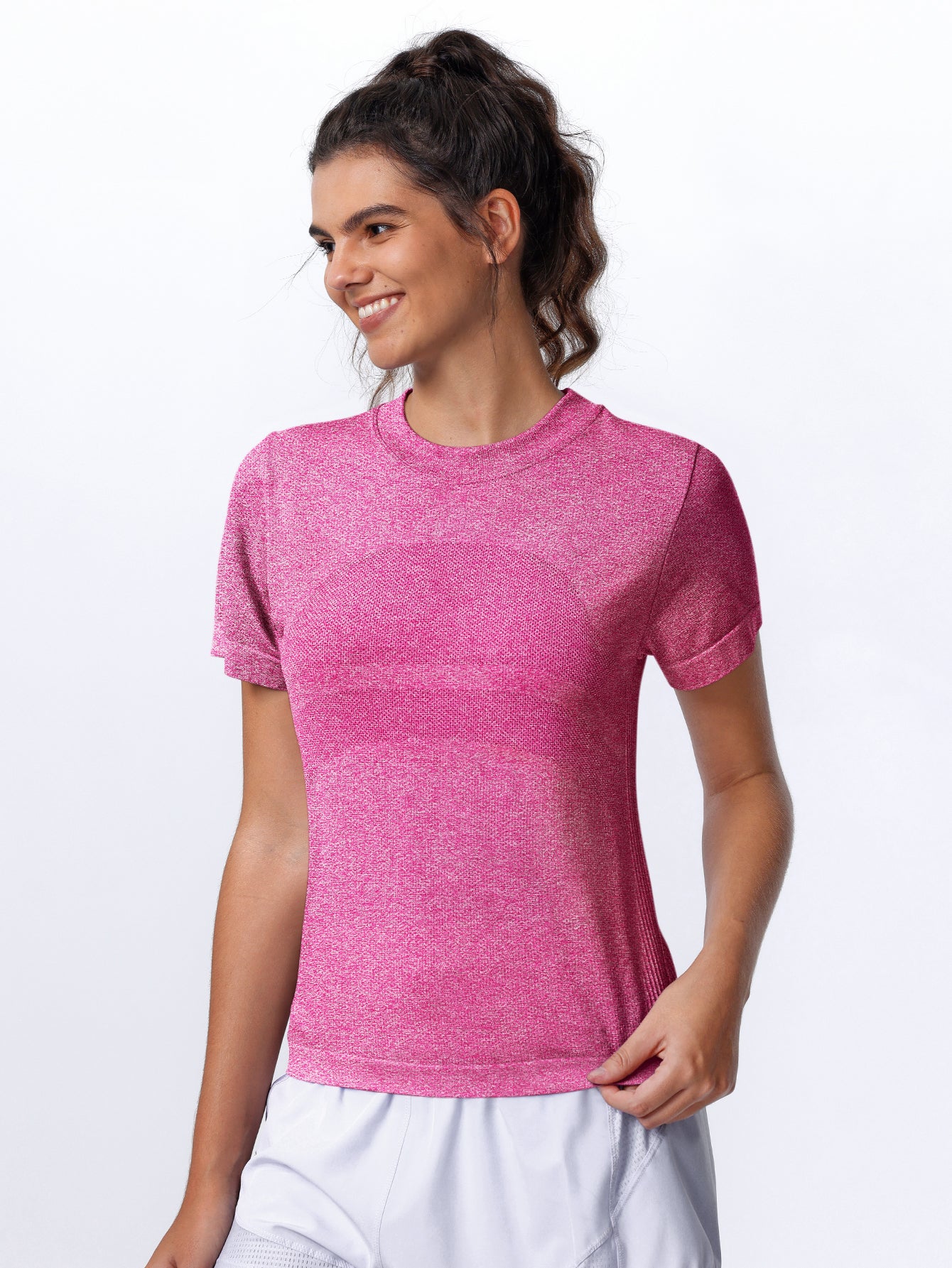 Soutien-gorge de sport sans coutures en tricot côtelé à dos nageur