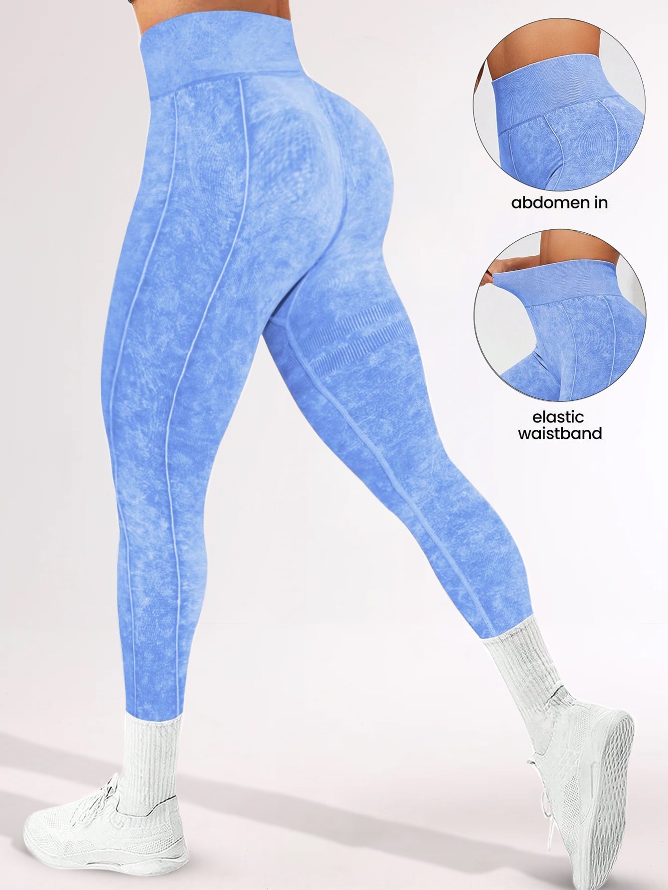 High Waist Acid Washed Seamless Leggings