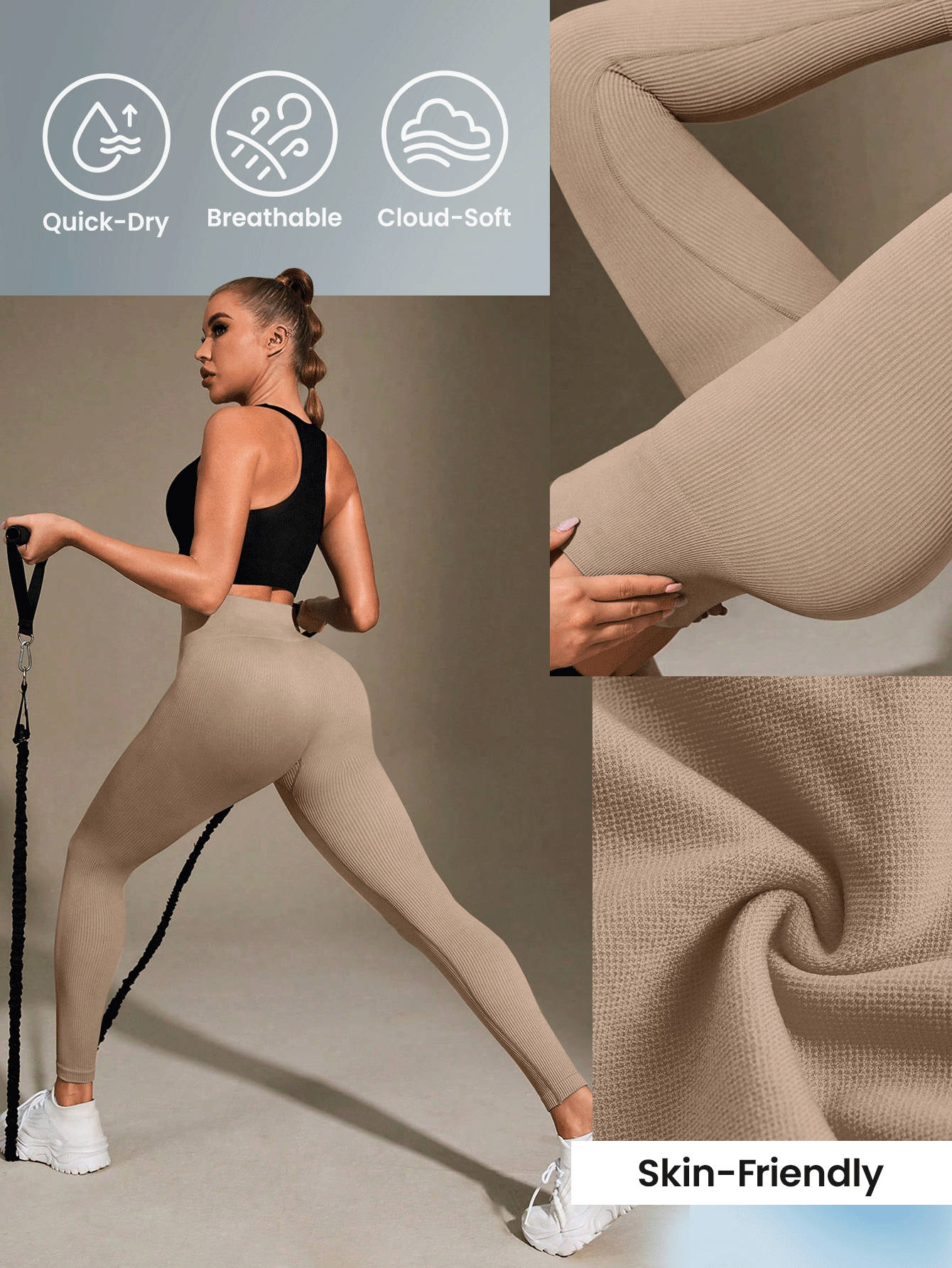 High Waist Rib-Knit Seamless Leggings