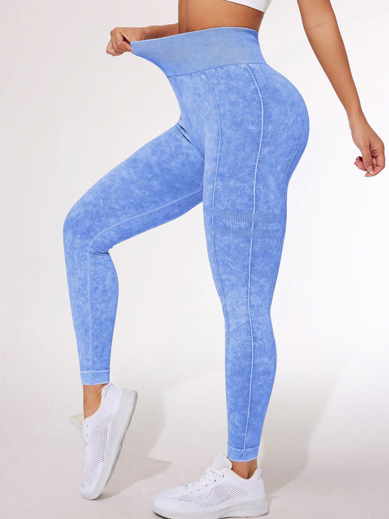 High Waist Acid Washed Seamless Leggings