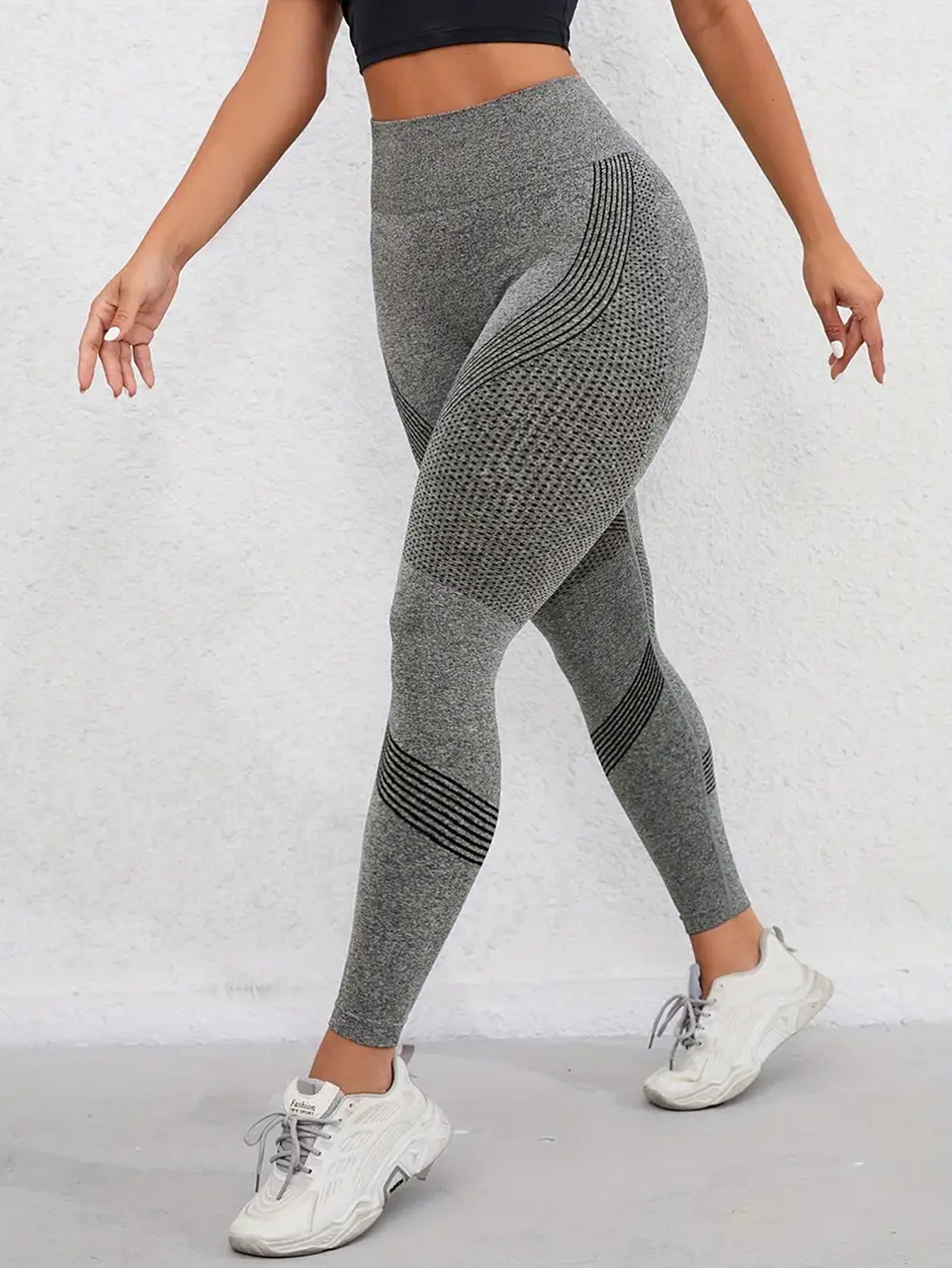 High Waist Butt-Lifting Line Texture Seamless Leggings