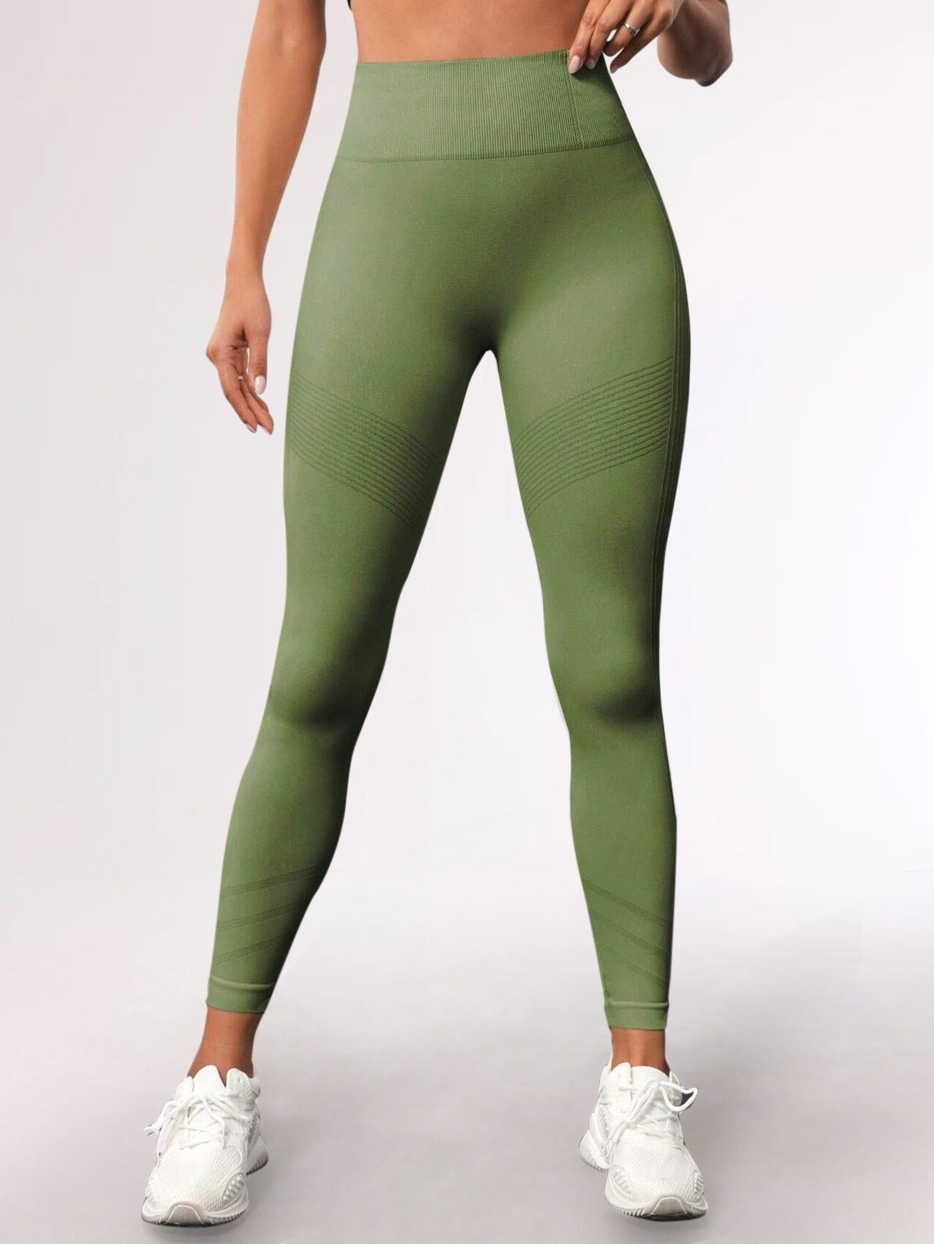 High Waist Tummy Control Side-Ribbed Butt-Lifting Leggings