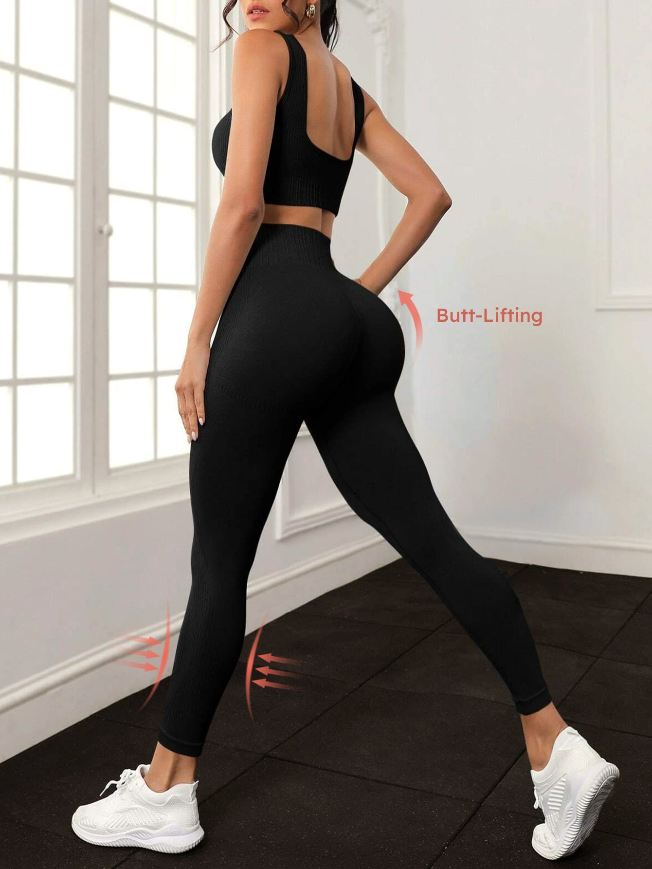 Ribbed U-Back Sports Bra & Leggings Set