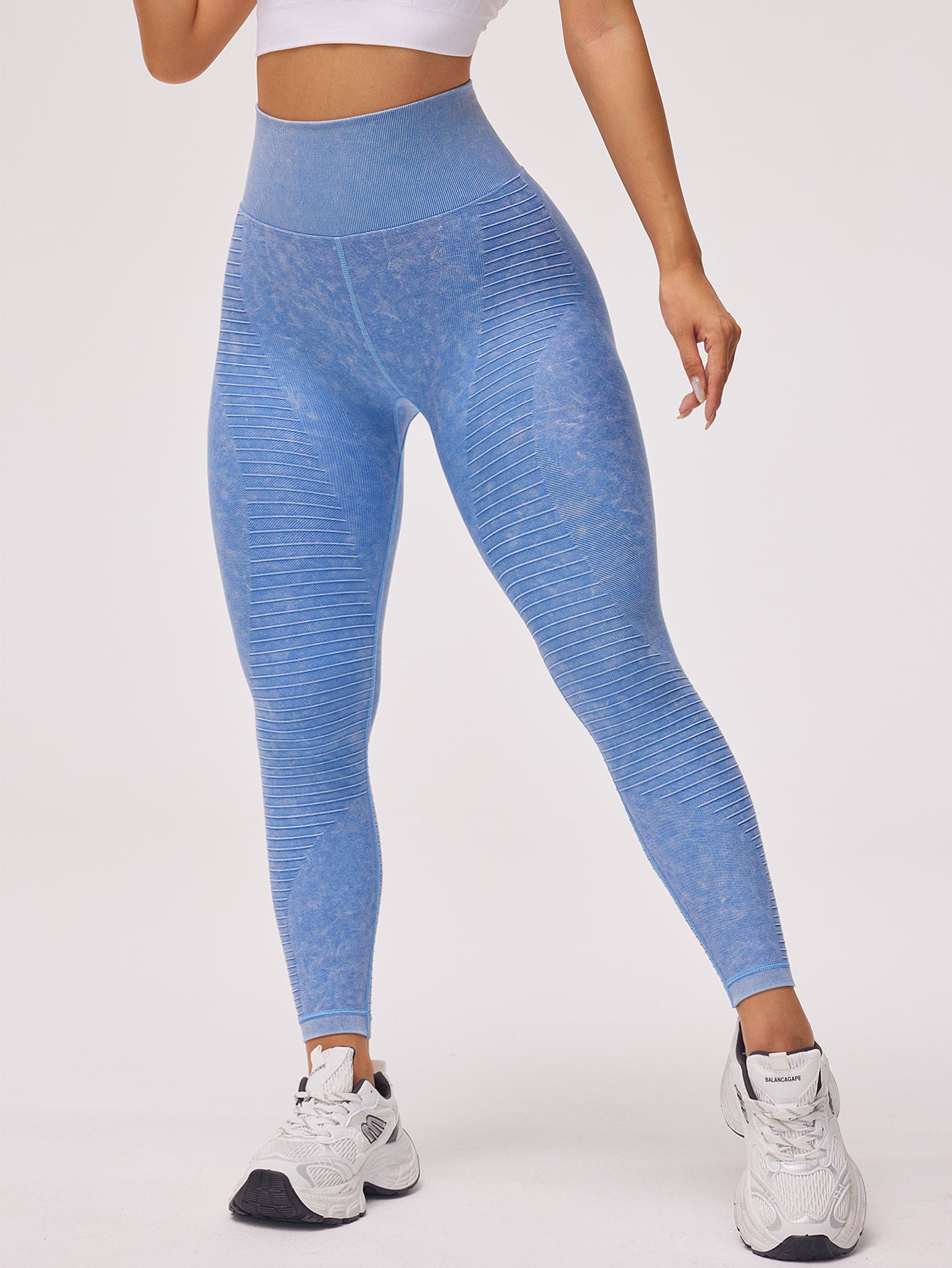 High Waist Acid Wash Texture Seamless Leggings