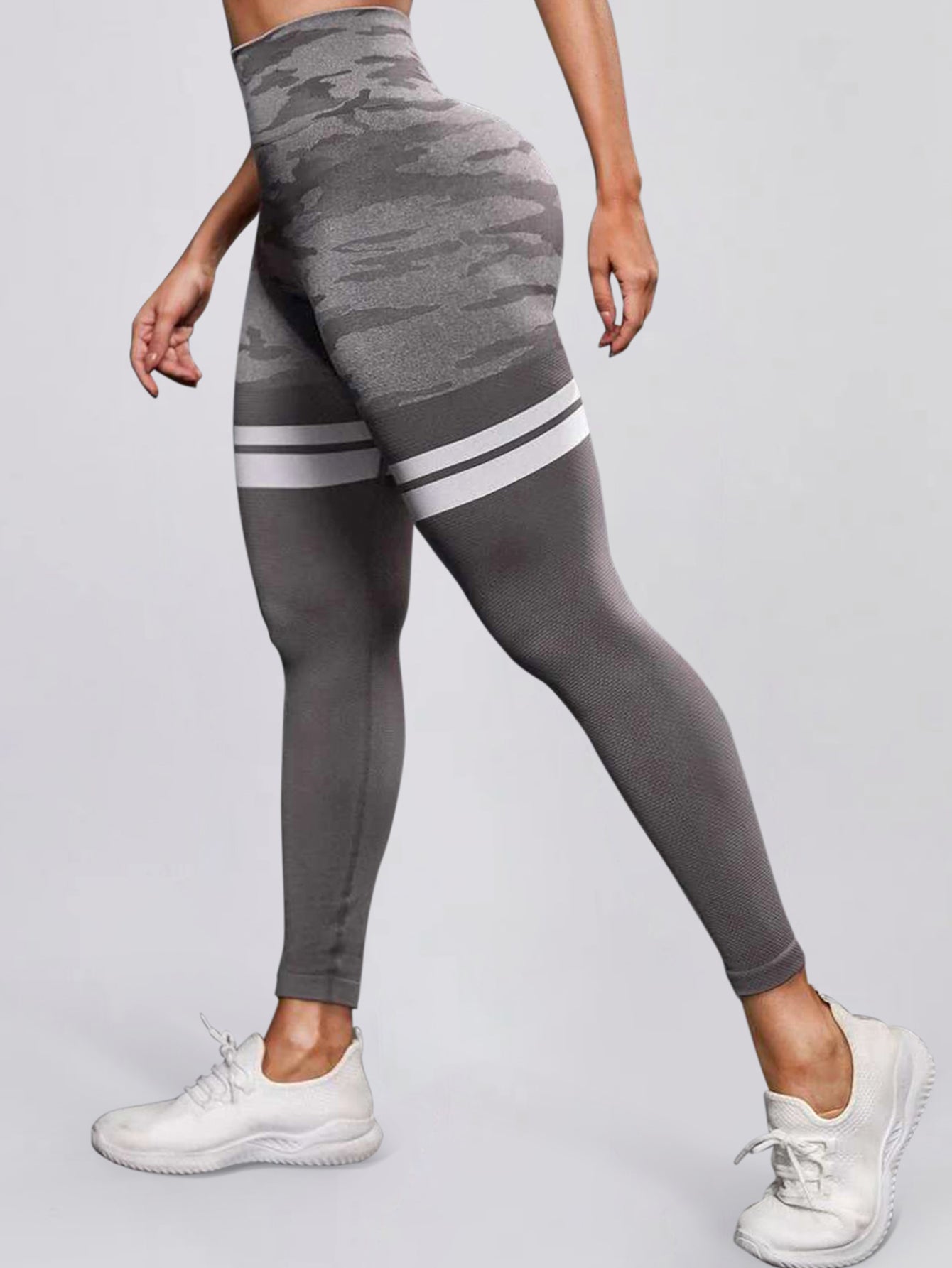 High Waist Camo Print Pocket Seamless Leggings