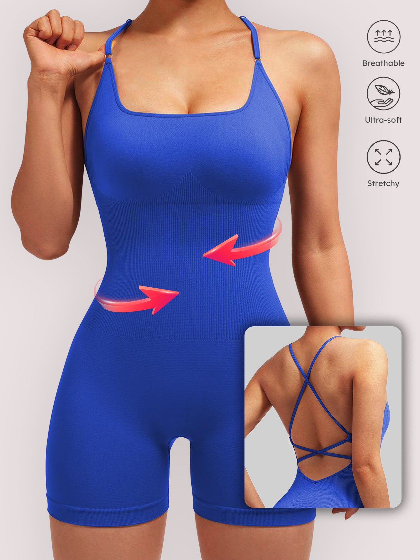 High-stretch Cross-back Seamless Romper