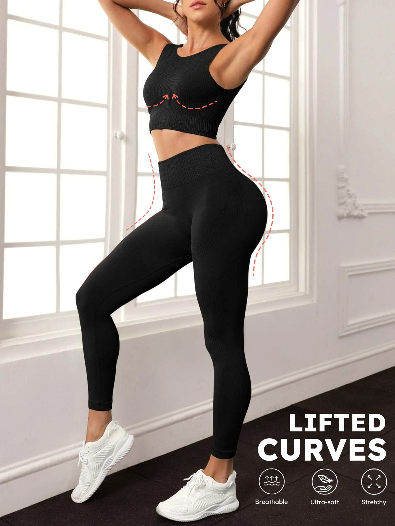 Ribbed U-Back Sports Bra & Leggings Set