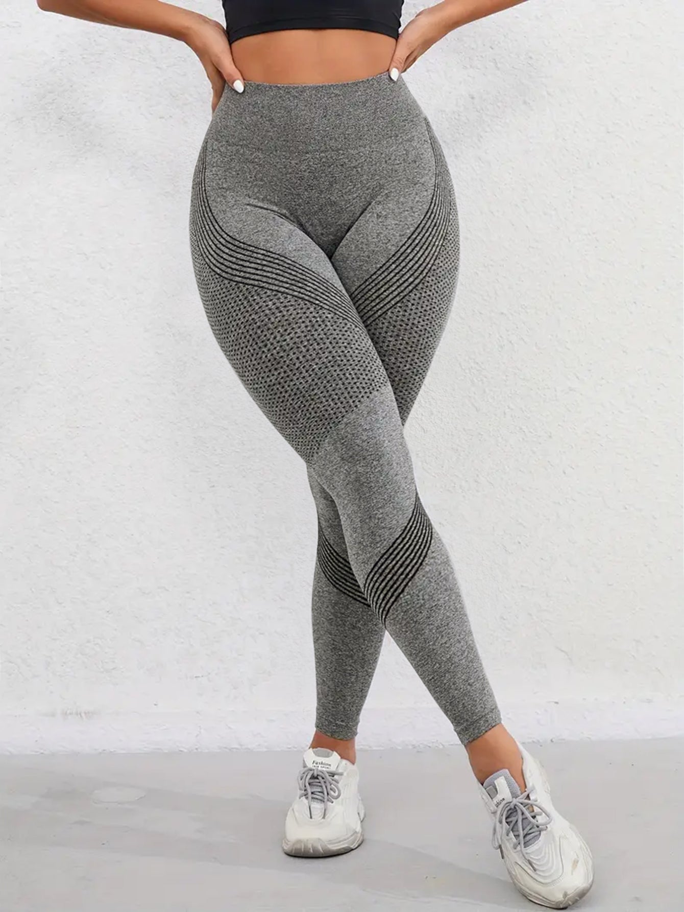 High Waist Butt-Lifting Line Texture Seamless Leggings