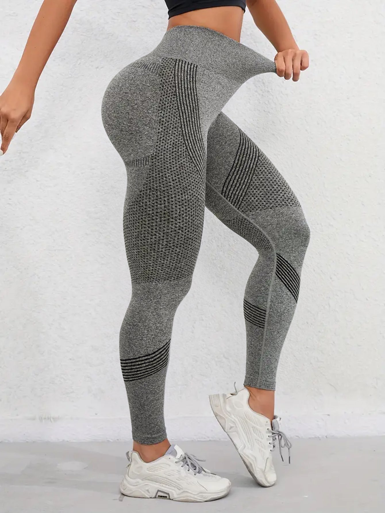 High Waist Butt-Lifting Line Texture Seamless Leggings