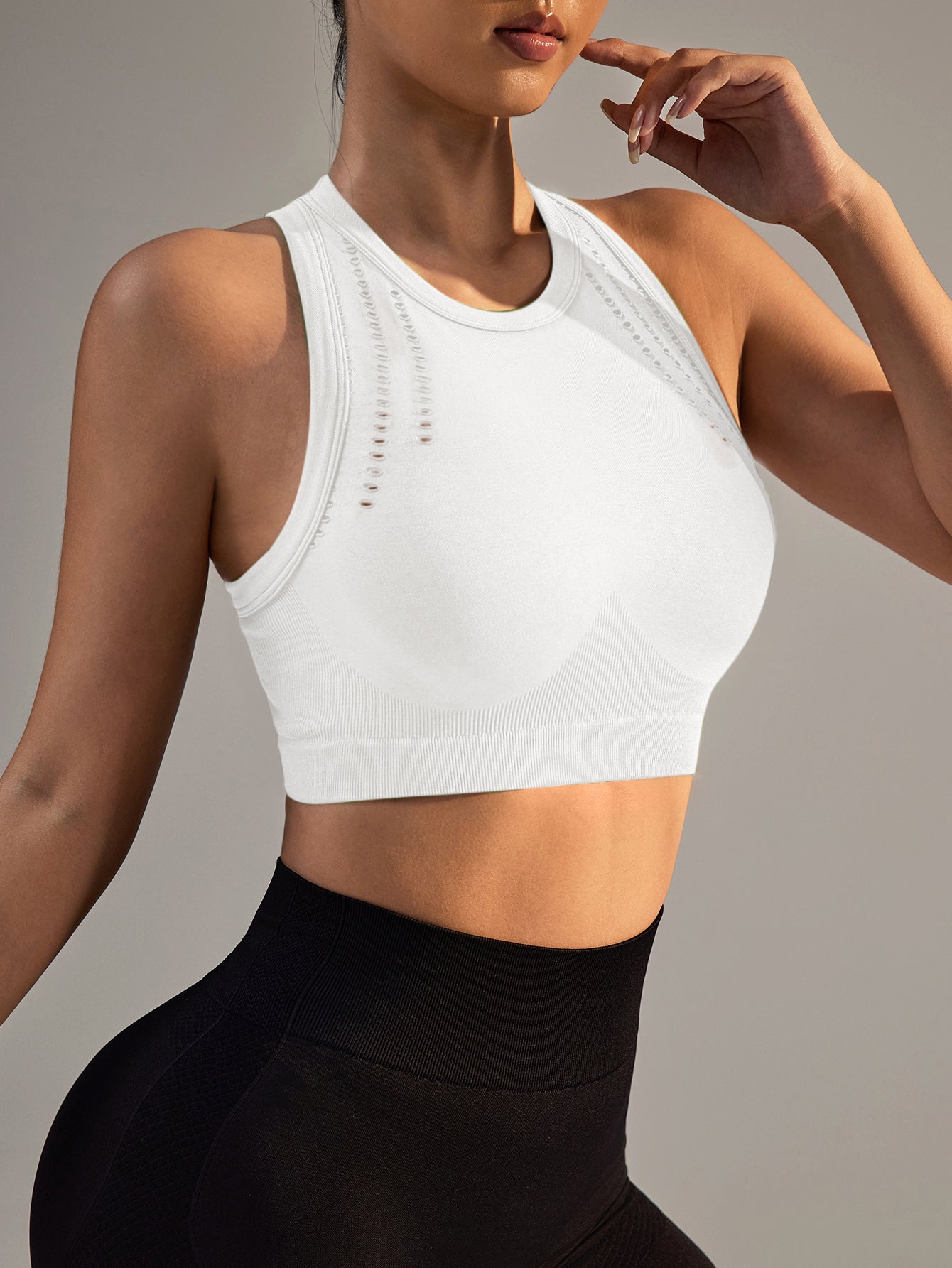 Hollow-Out Racerback Sports Crop Tank Top