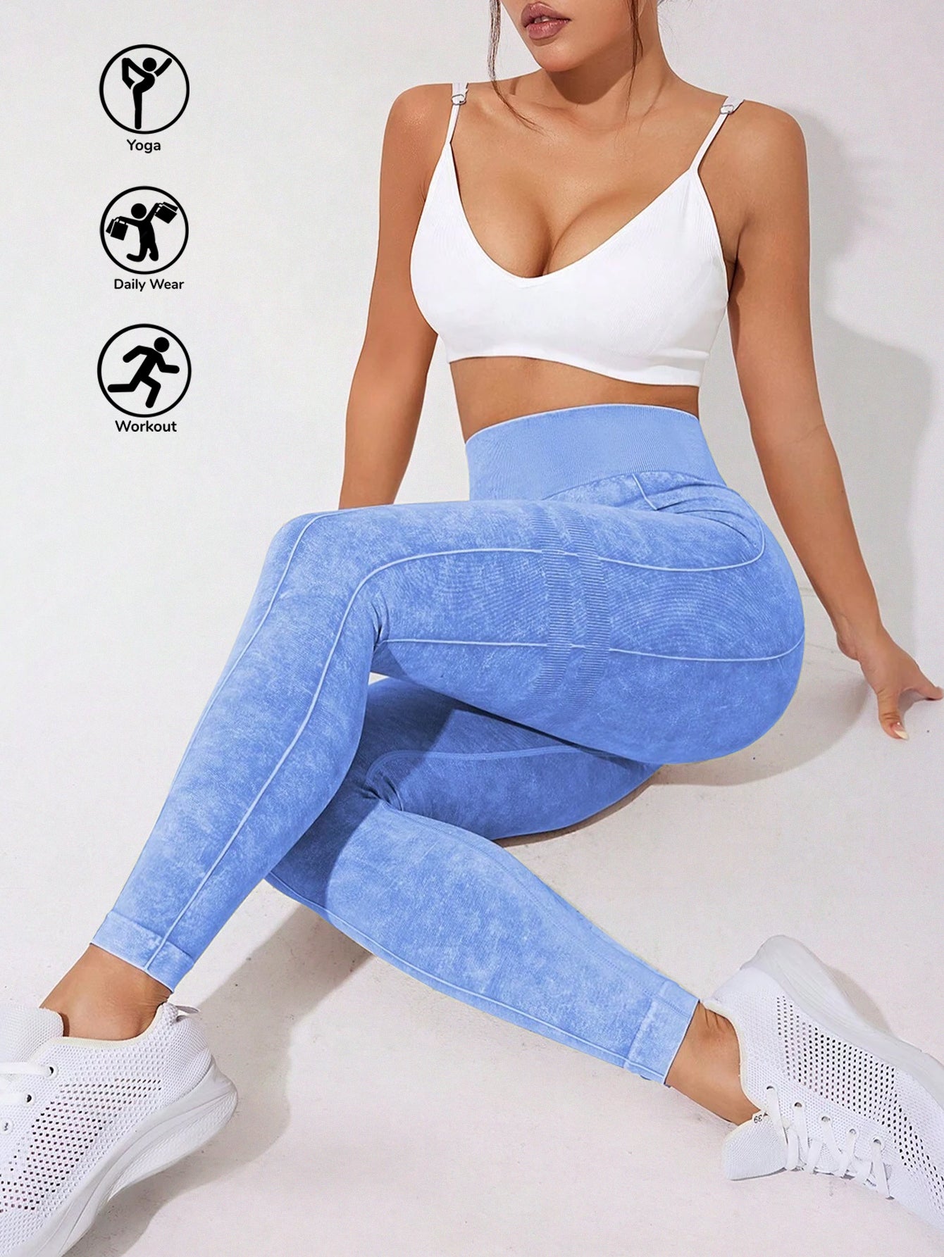 High Waist Acid Washed Seamless Leggings