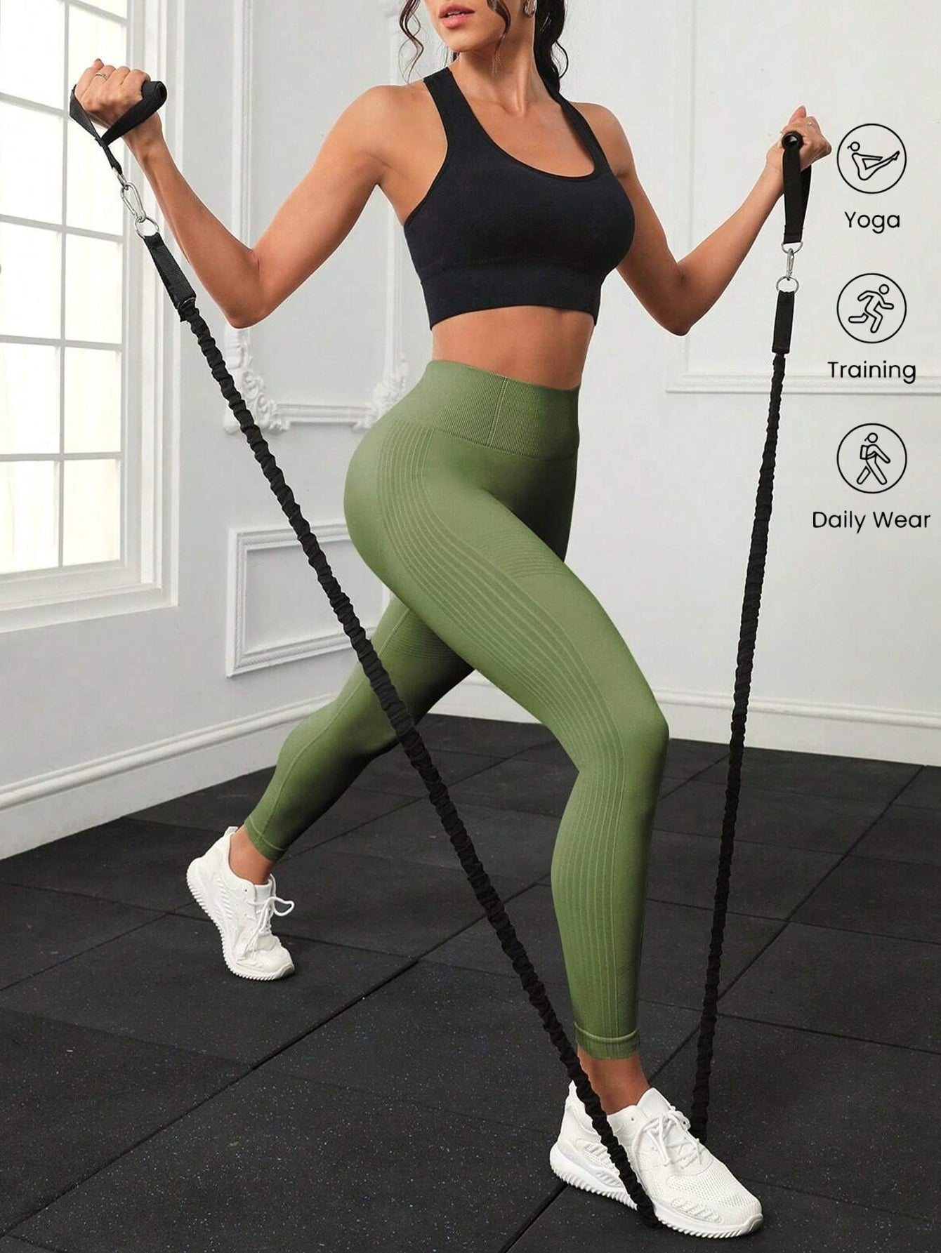 High Waist Tummy Control Side-Ribbed Butt-Lifting Leggings