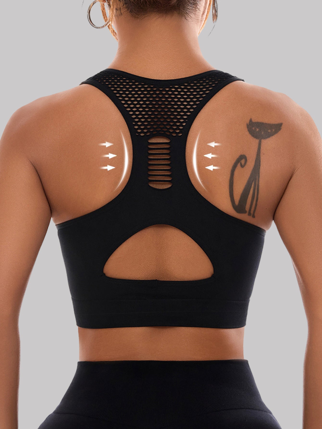 Square Neck Hollow-Out Racerback Sports Bra