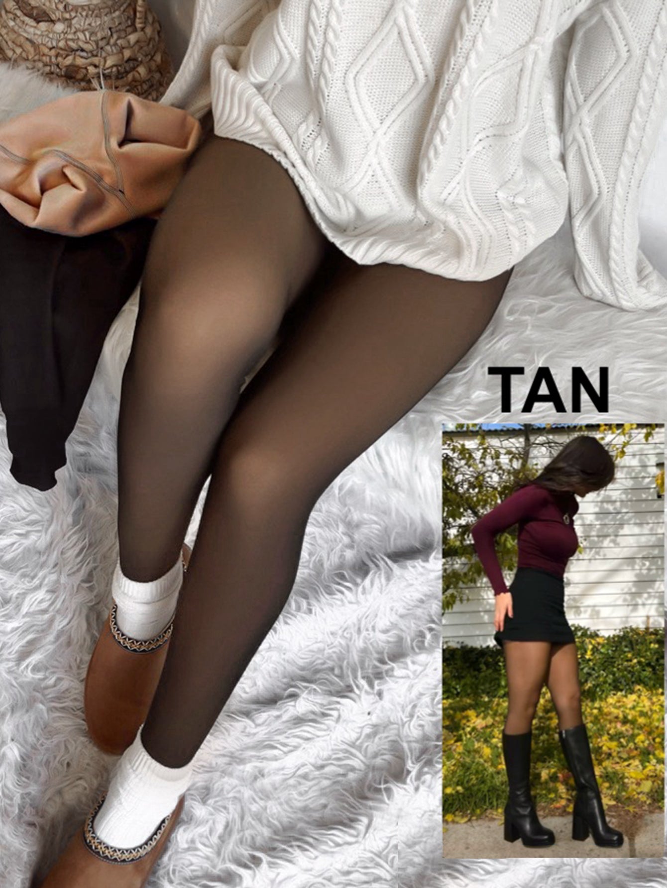 Fleece-Lined Skin Tone Closed-Foot Leggings