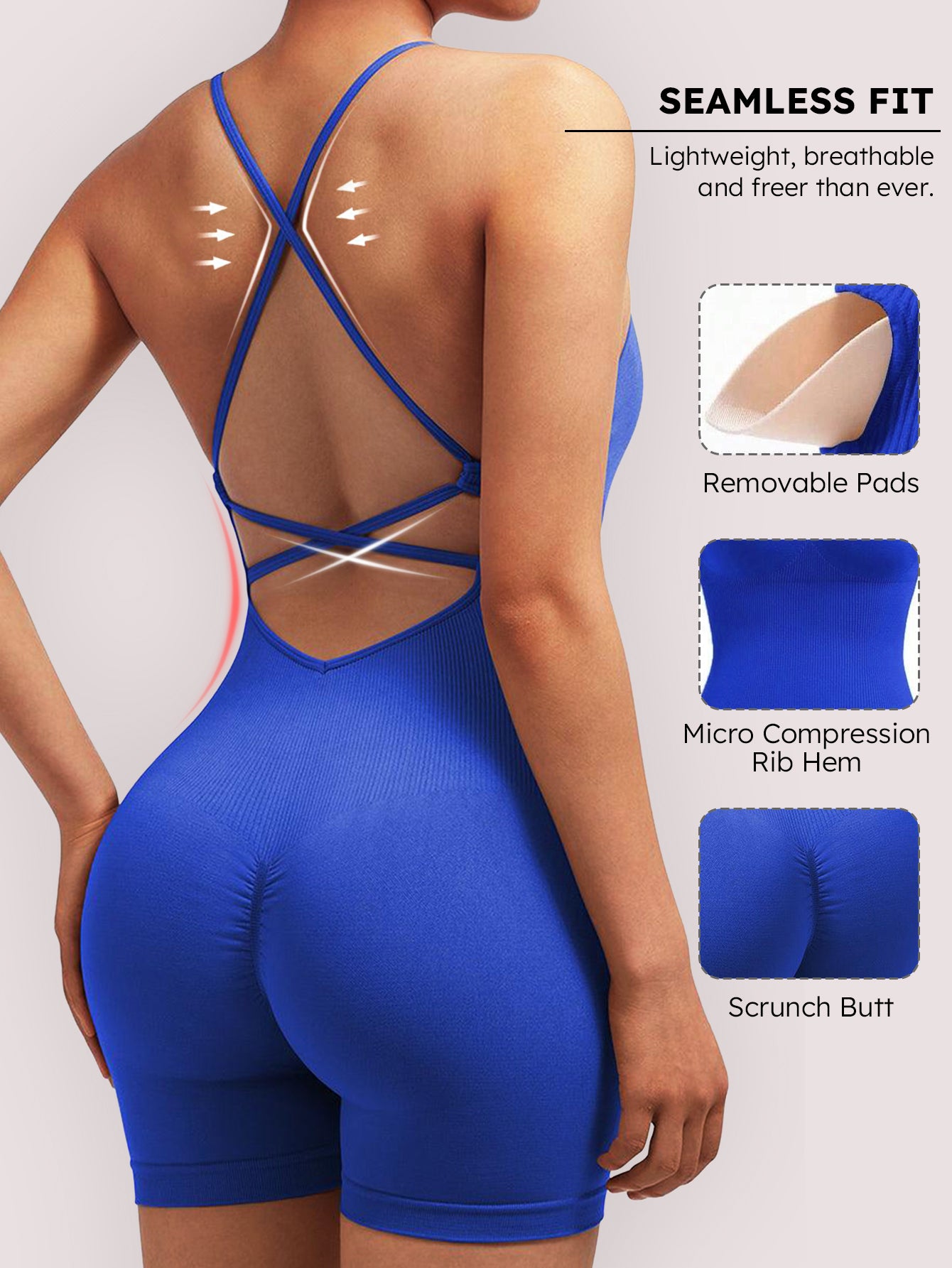 High-stretch Cross-back Seamless Romper