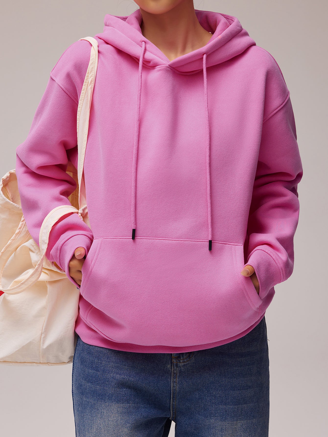 DIY Unisex Lined Pullover Drawstring  Kangaroo Pocket Hoodie