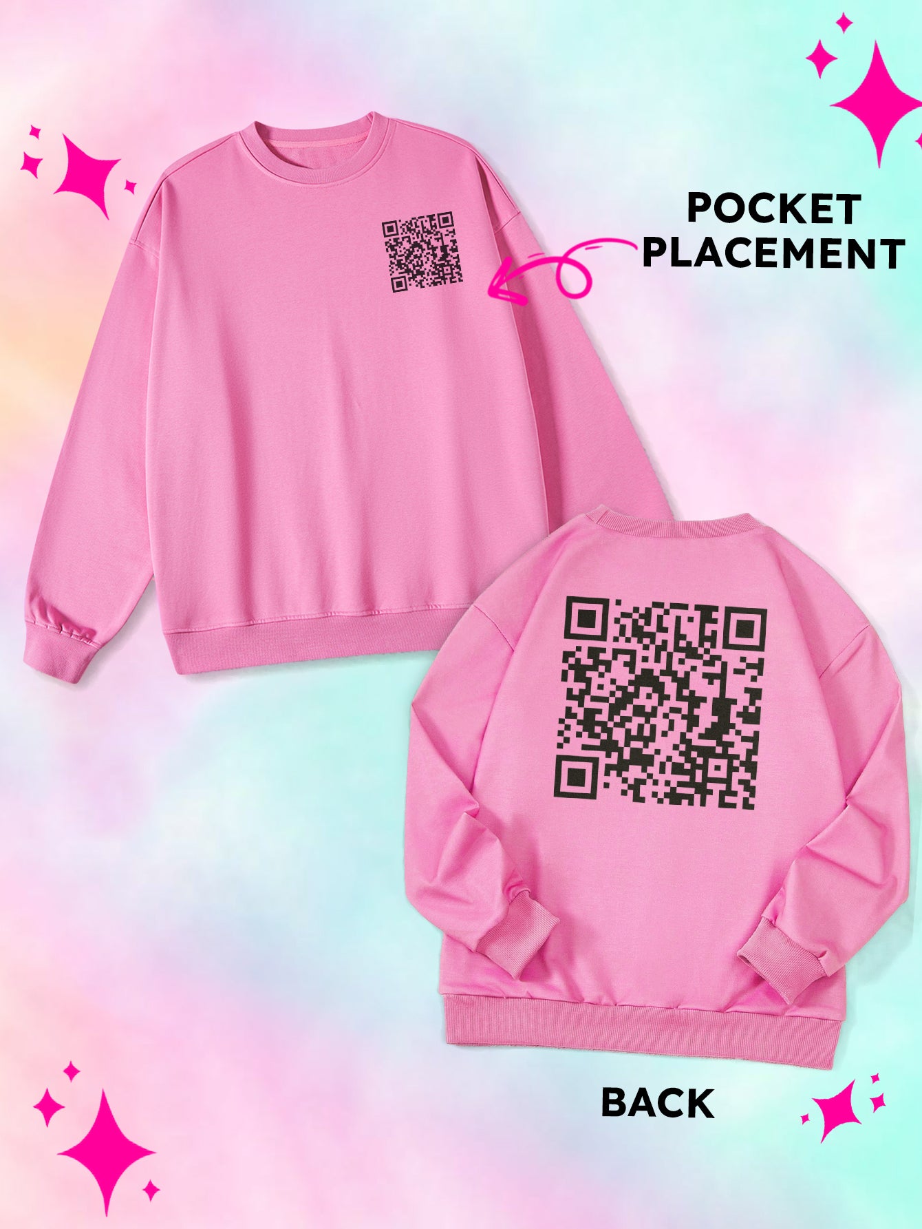 DIY QR Code Unisex Round Neck Solid Color Sweatshirt