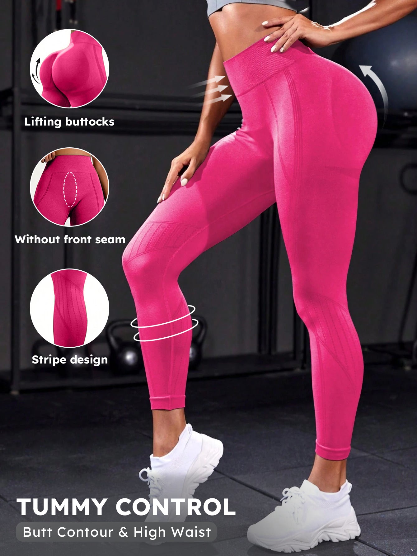 High Waist Butt Contour Stripe Design Leggings