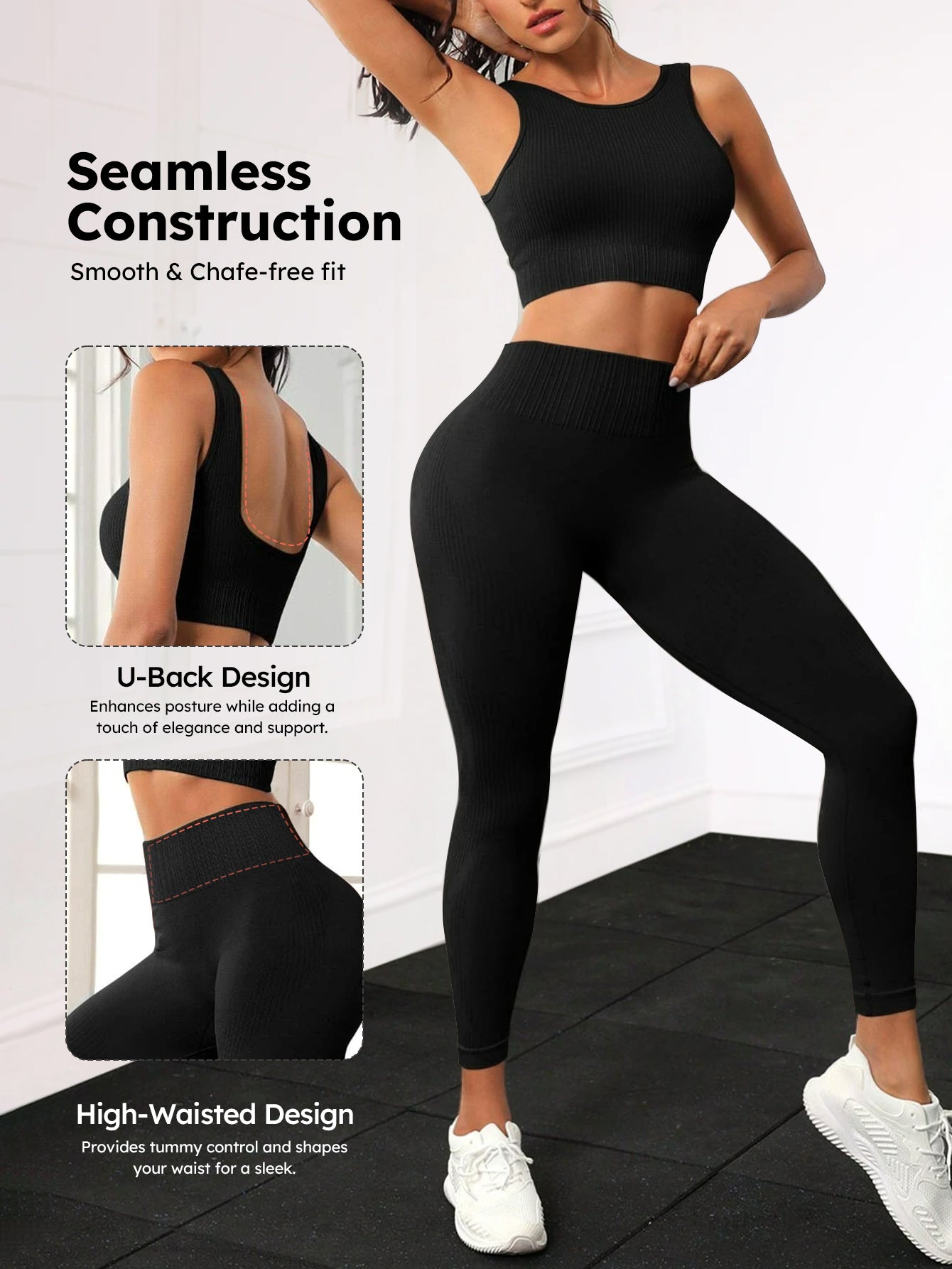 Ribbed U-Back Sports Bra & Leggings Set