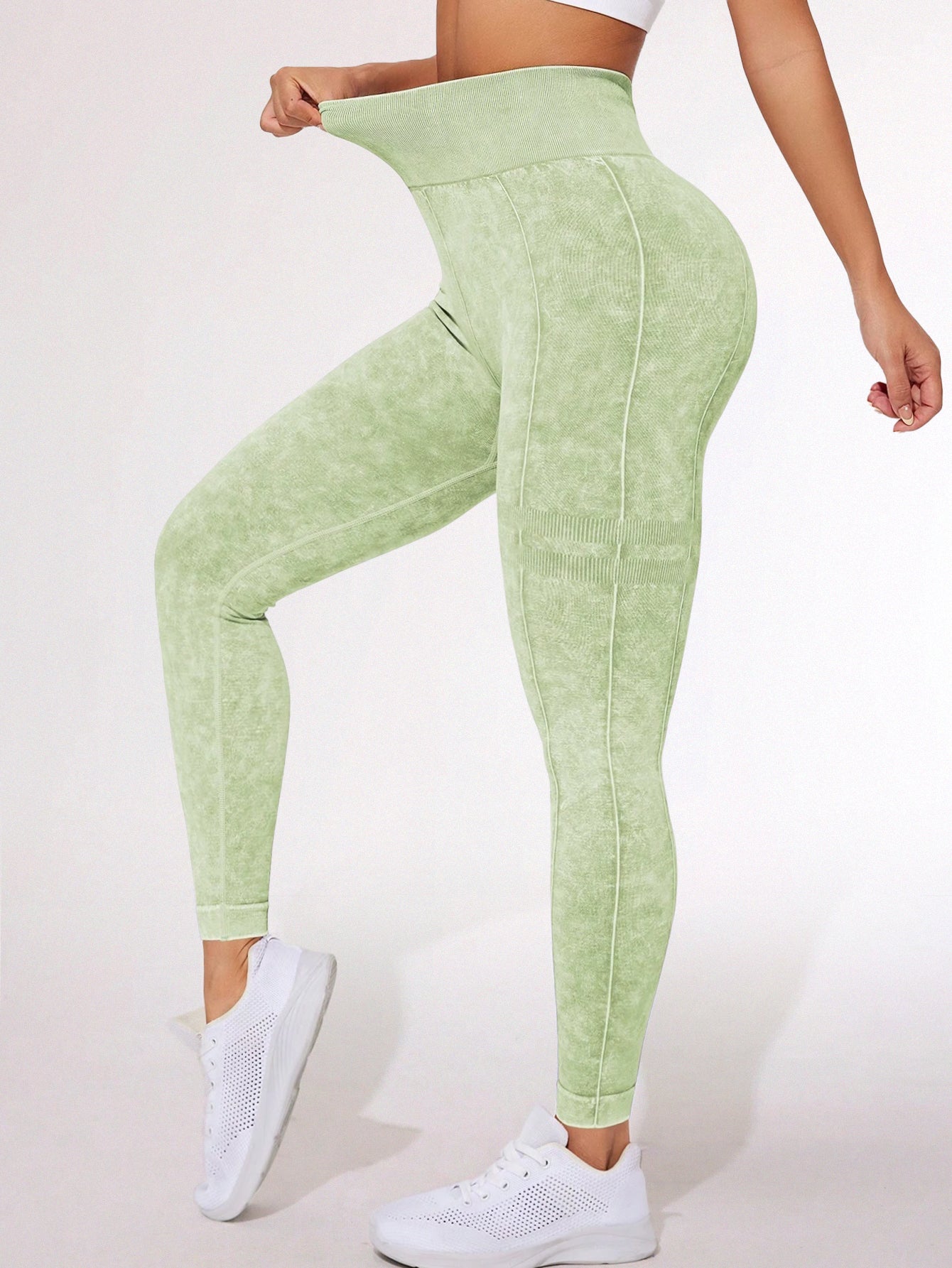 High Waist Acid Washed Seamless Leggings