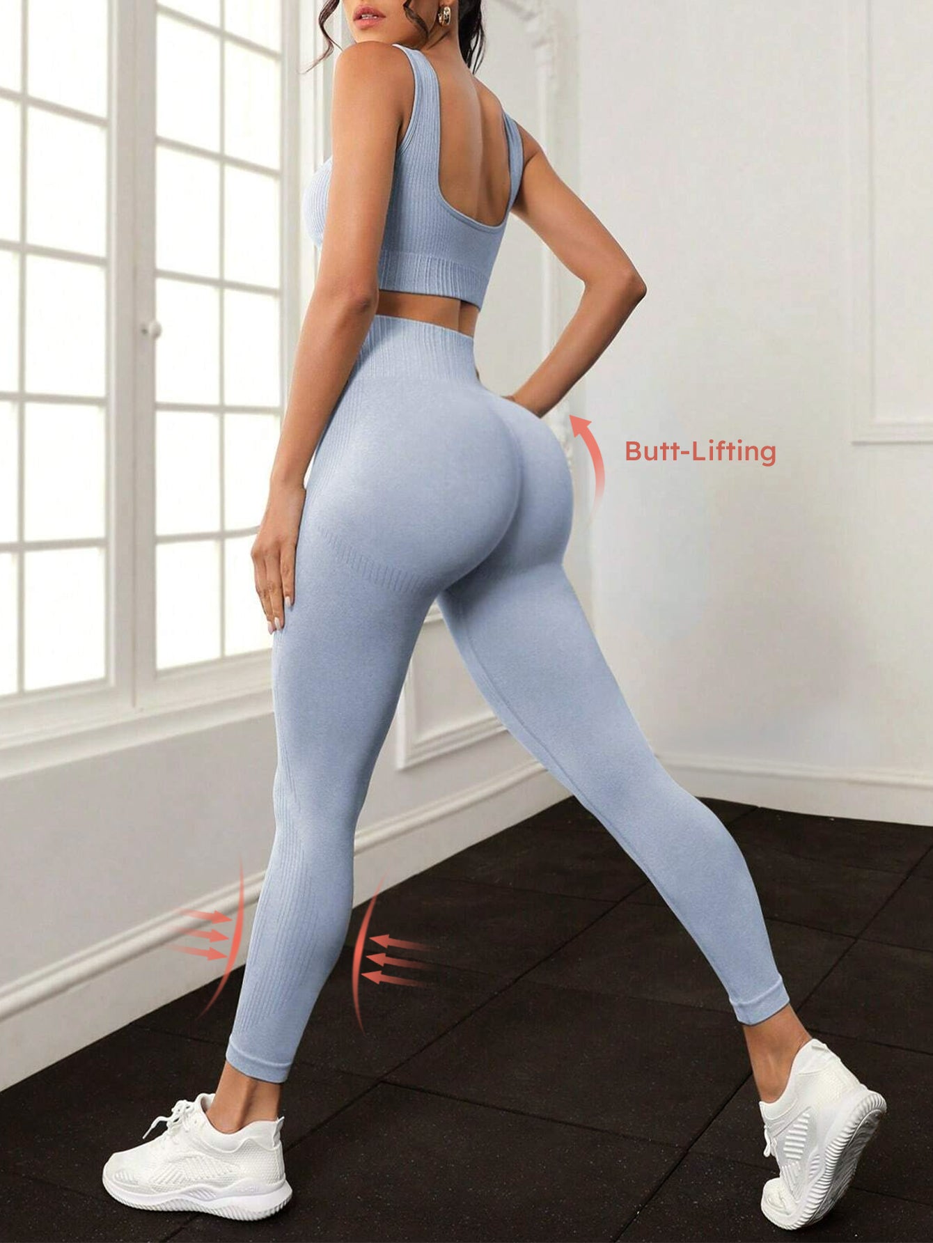 Ribbed U-Back Sports Bra & Leggings Set