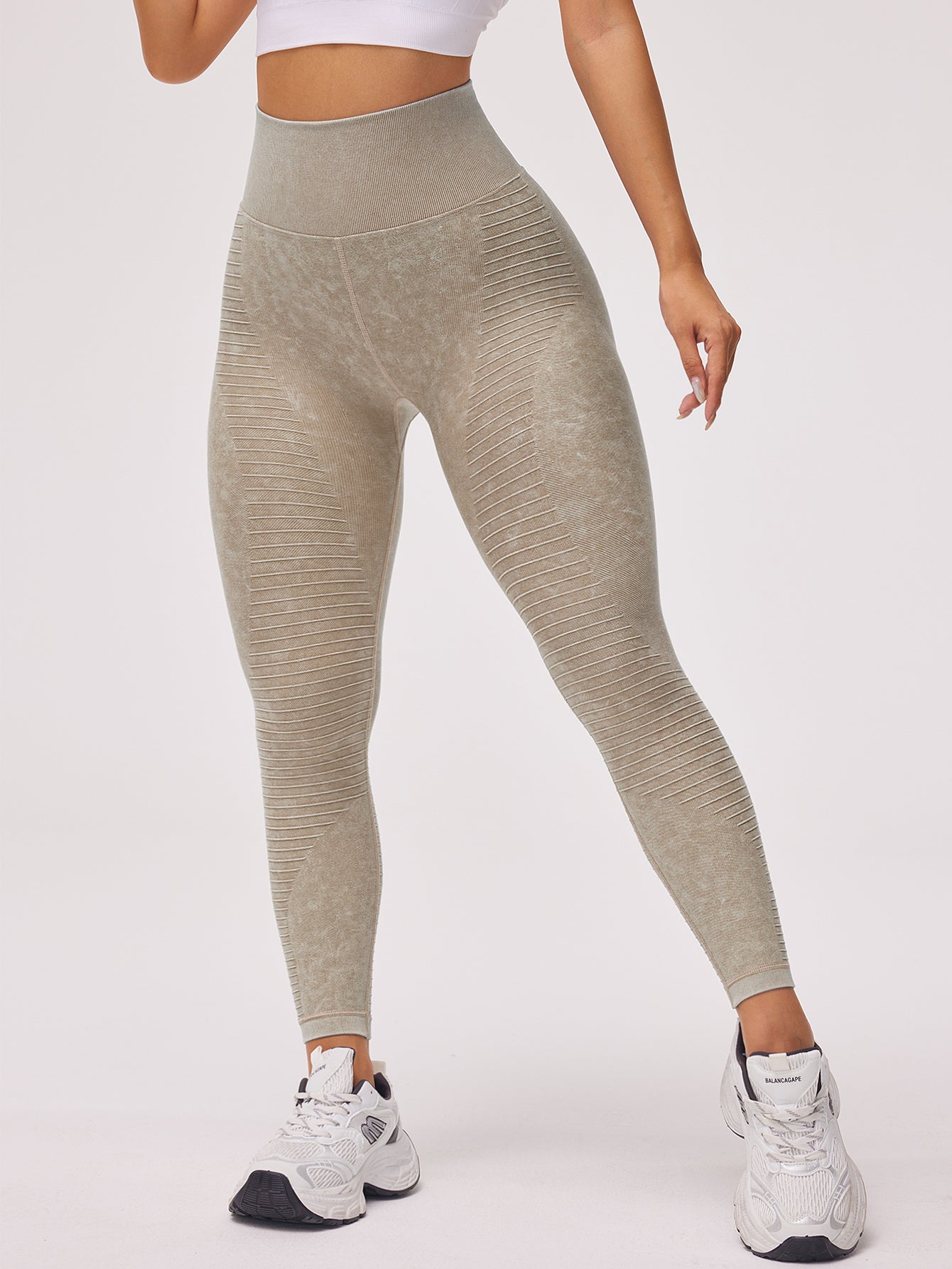 High Waist Acid Wash Texture Seamless Leggings